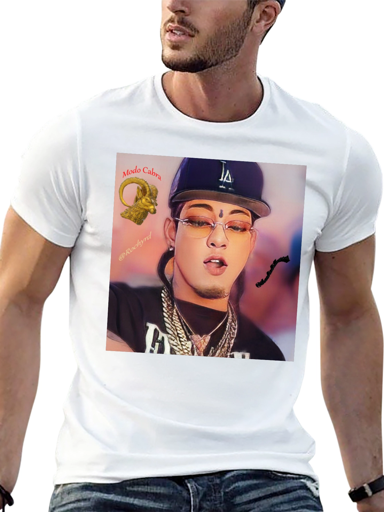 Trendy Black T-Shirt with Artistic Graphic Print