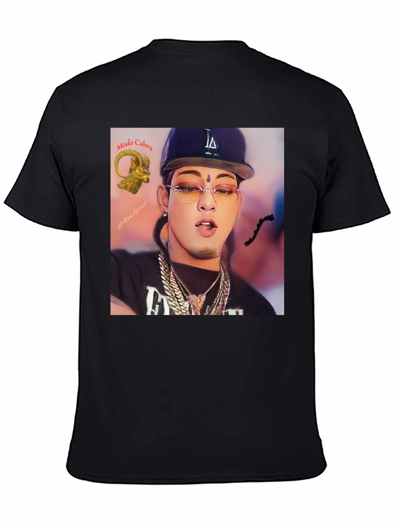Trendy Black T-Shirt with Artistic Graphic Print