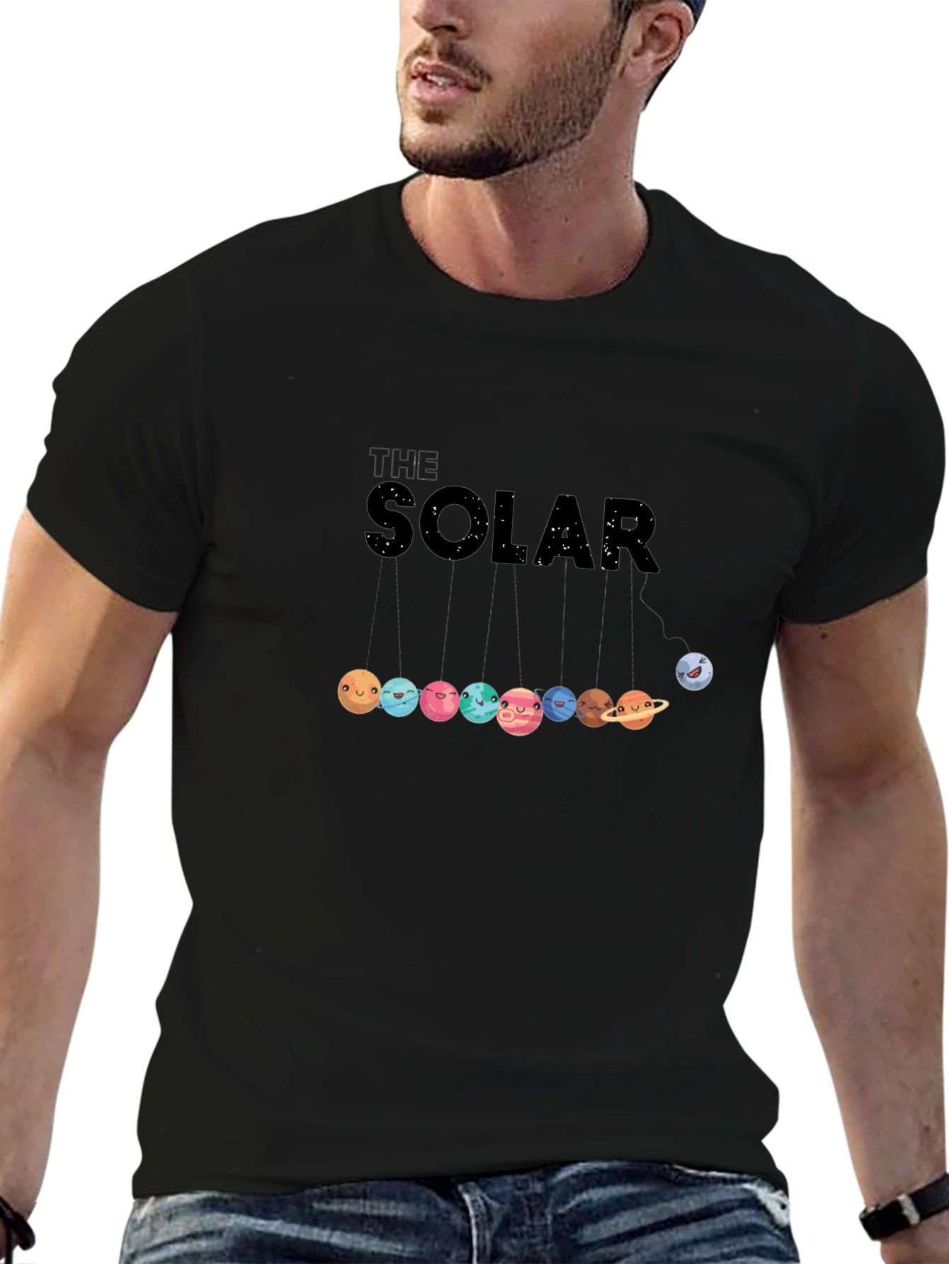 Solar System Planets Graphic Black T-Shirt