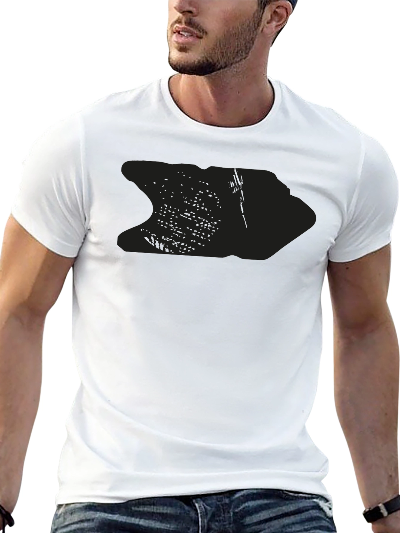 Mens Solid Black Crew Neck Short Sleeve T-Shirt