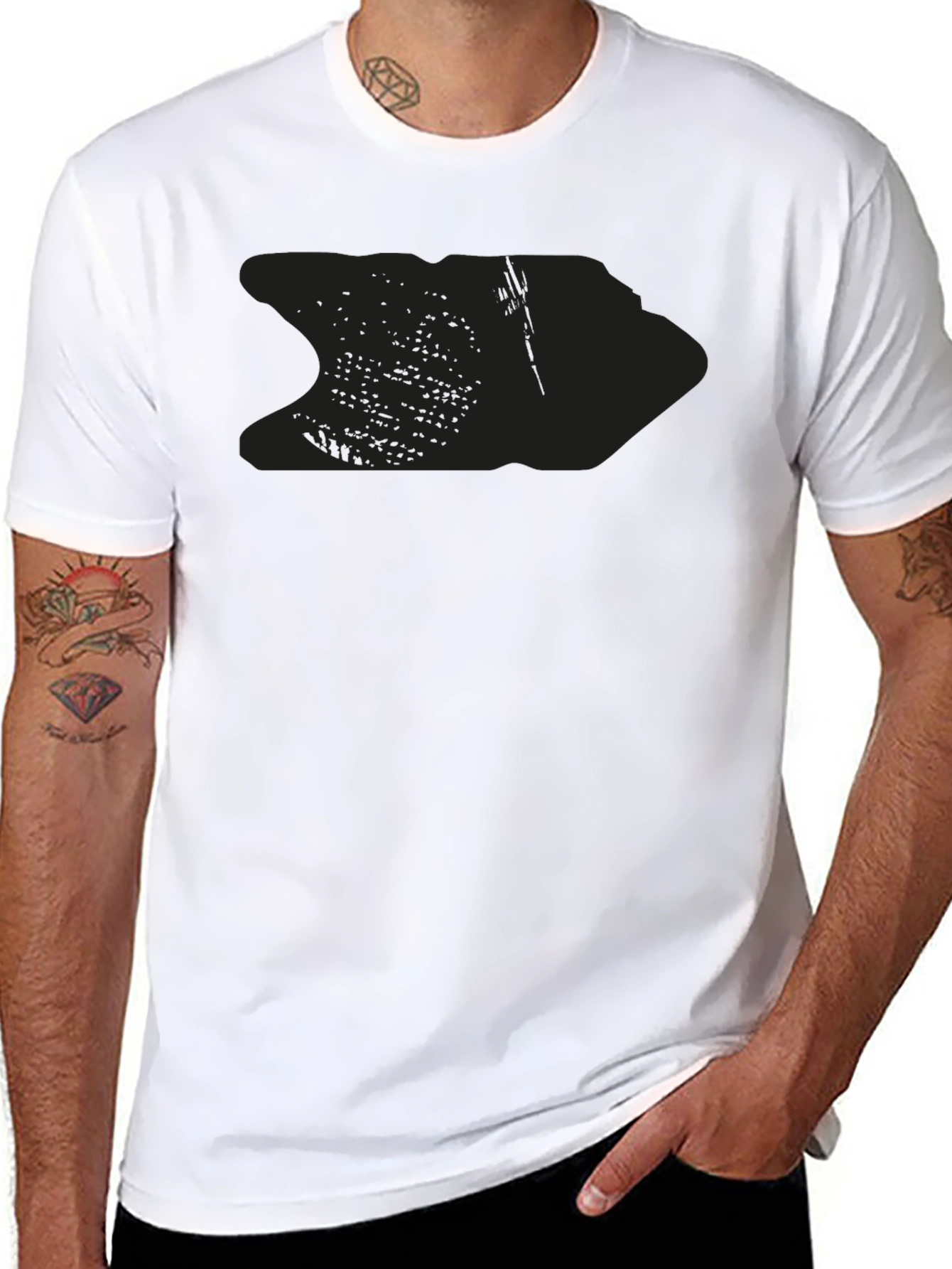 Mens Solid Black Crew Neck Short Sleeve T-Shirt