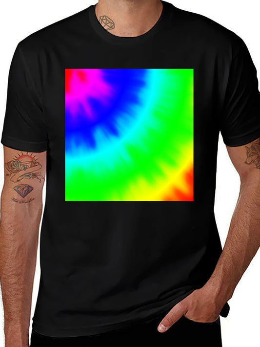Vibrant Tie-Dye Graphic Black T-Shirt