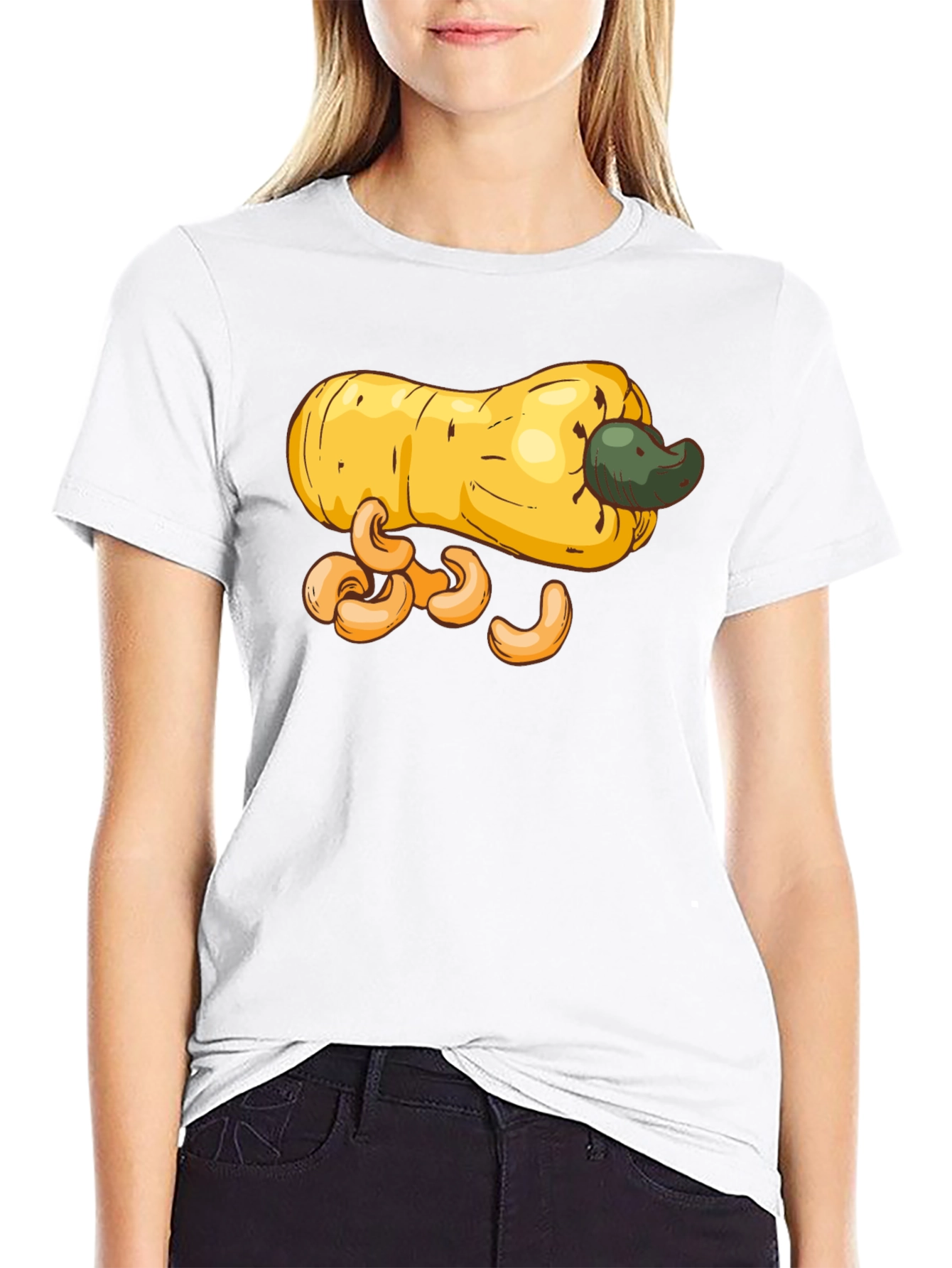 Cashew Fruit Graphic T-Shirt - Black Casual Tee