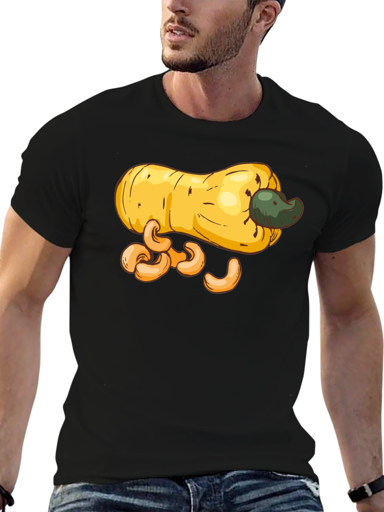 Cashew Fruit Graphic T-Shirt - Black Casual Tee
