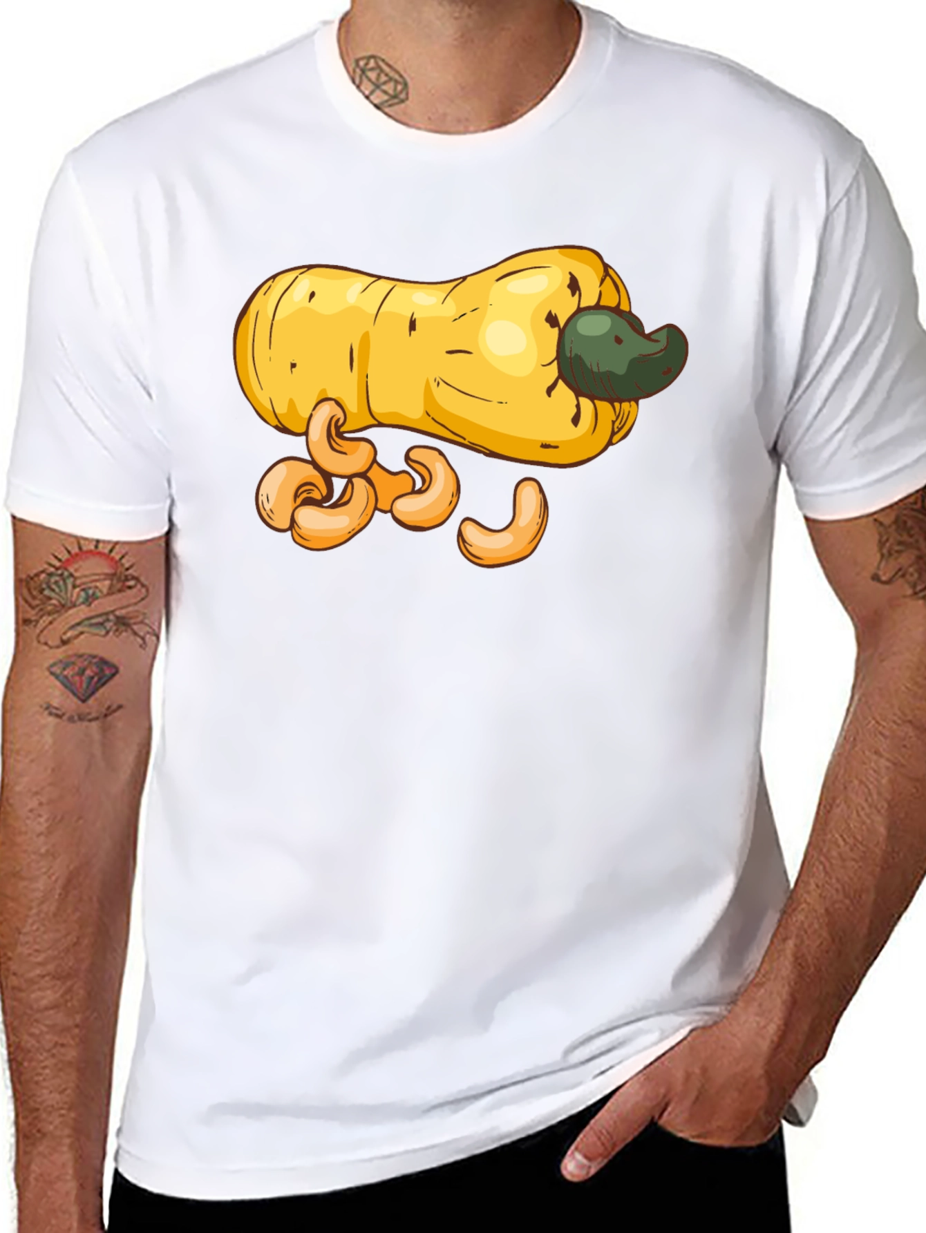Cashew Fruit Graphic T-Shirt - Black Casual Tee