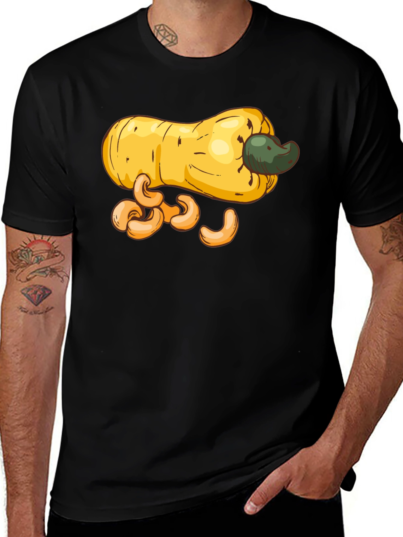 Cashew Fruit Graphic T-Shirt - Black Casual Tee