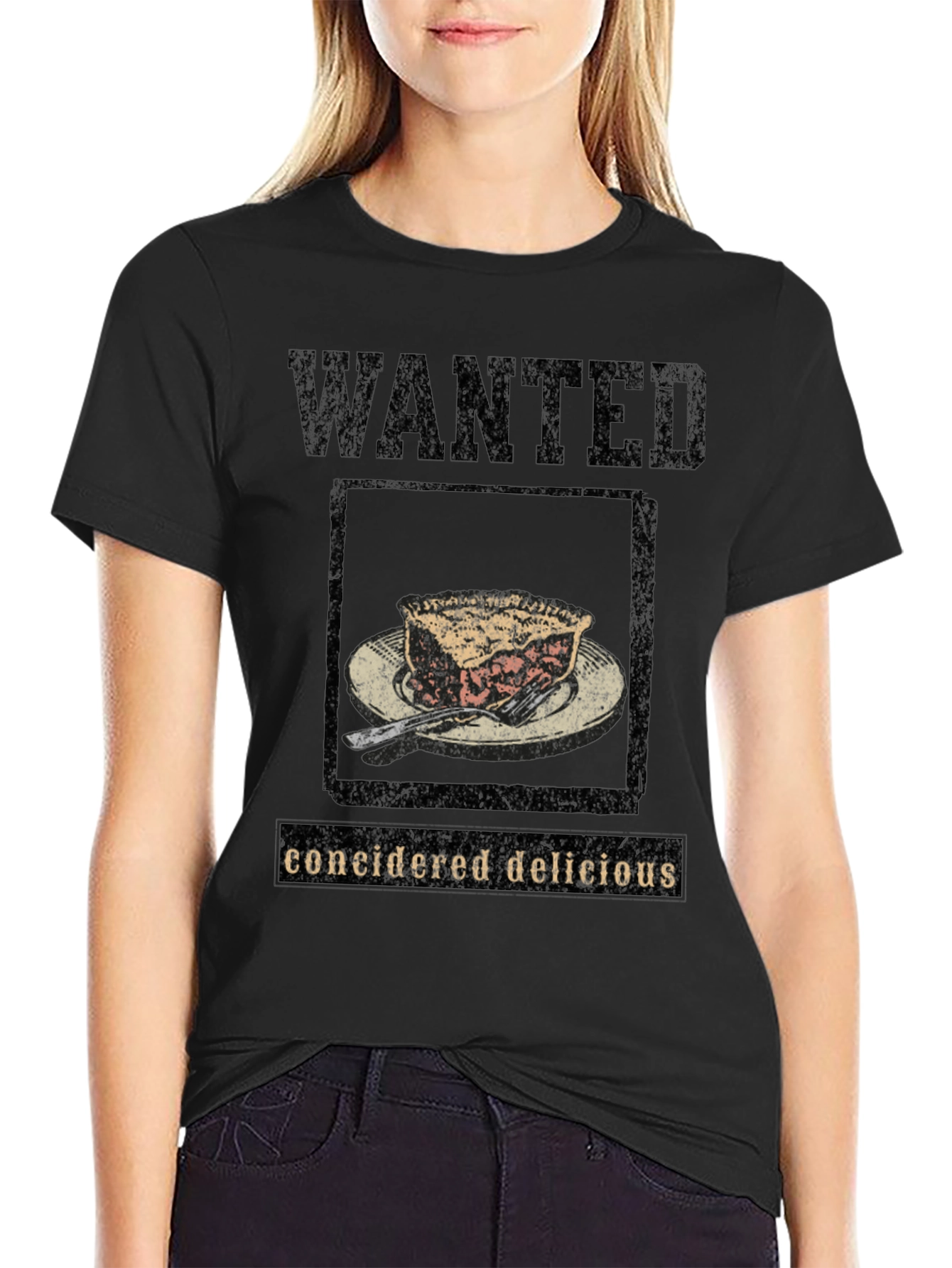 Wanted Considered Delicious Pie Black T-Shirt