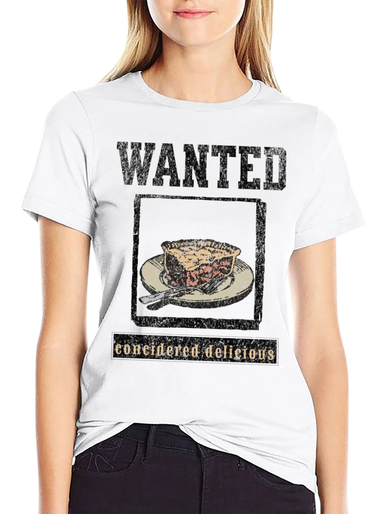 Wanted Considered Delicious Pie Black T-Shirt