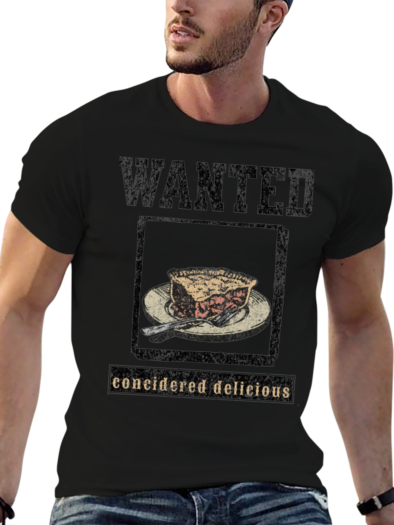 Wanted Considered Delicious Pie Black T-Shirt