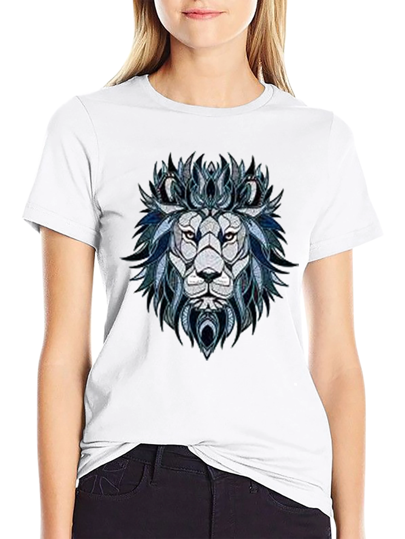 Lion Graphic Print Mens Black T-Shirt
