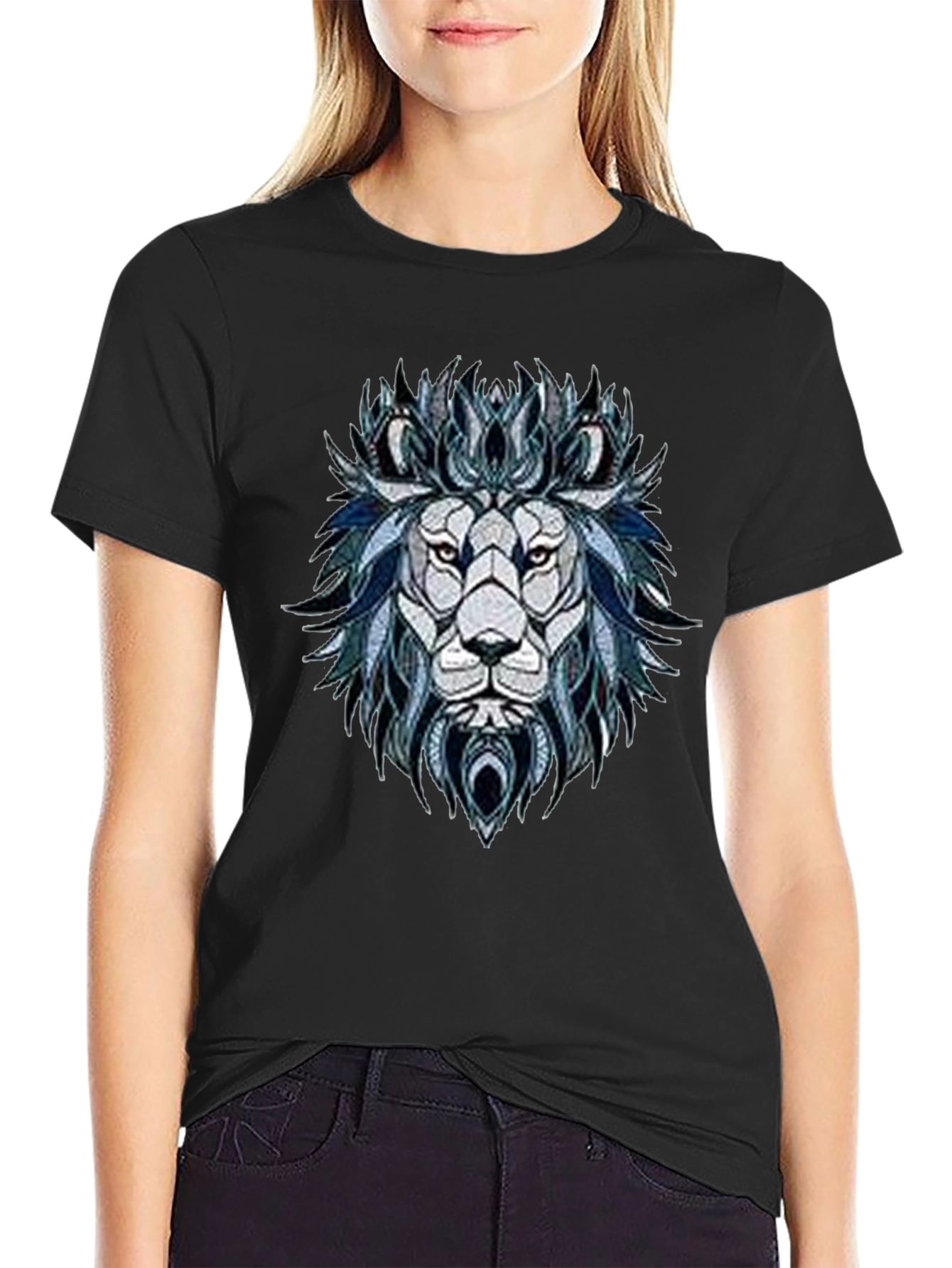 Lion Graphic Print Mens Black T-Shirt