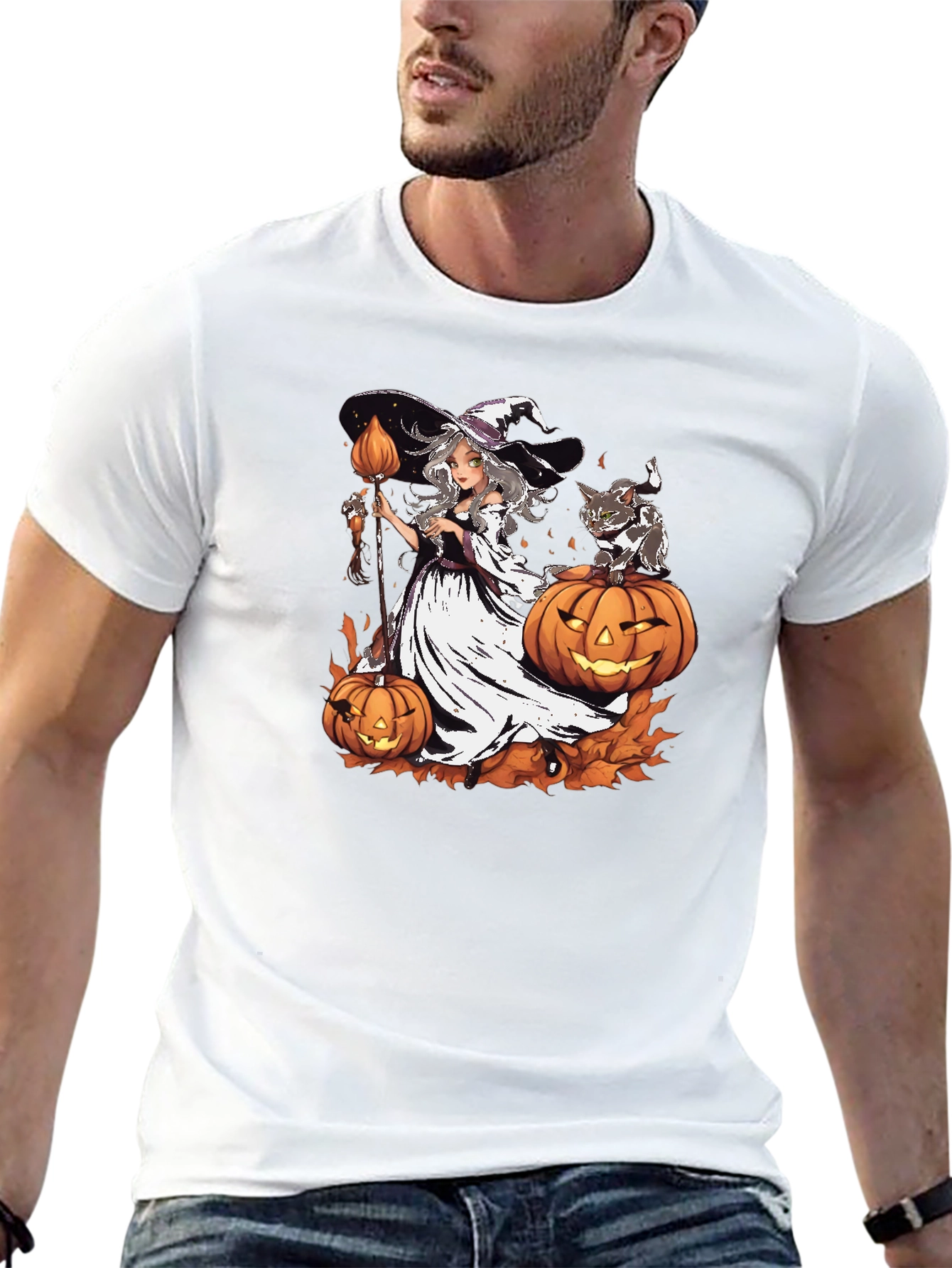 Halloween Witch & Cat T-Shirt