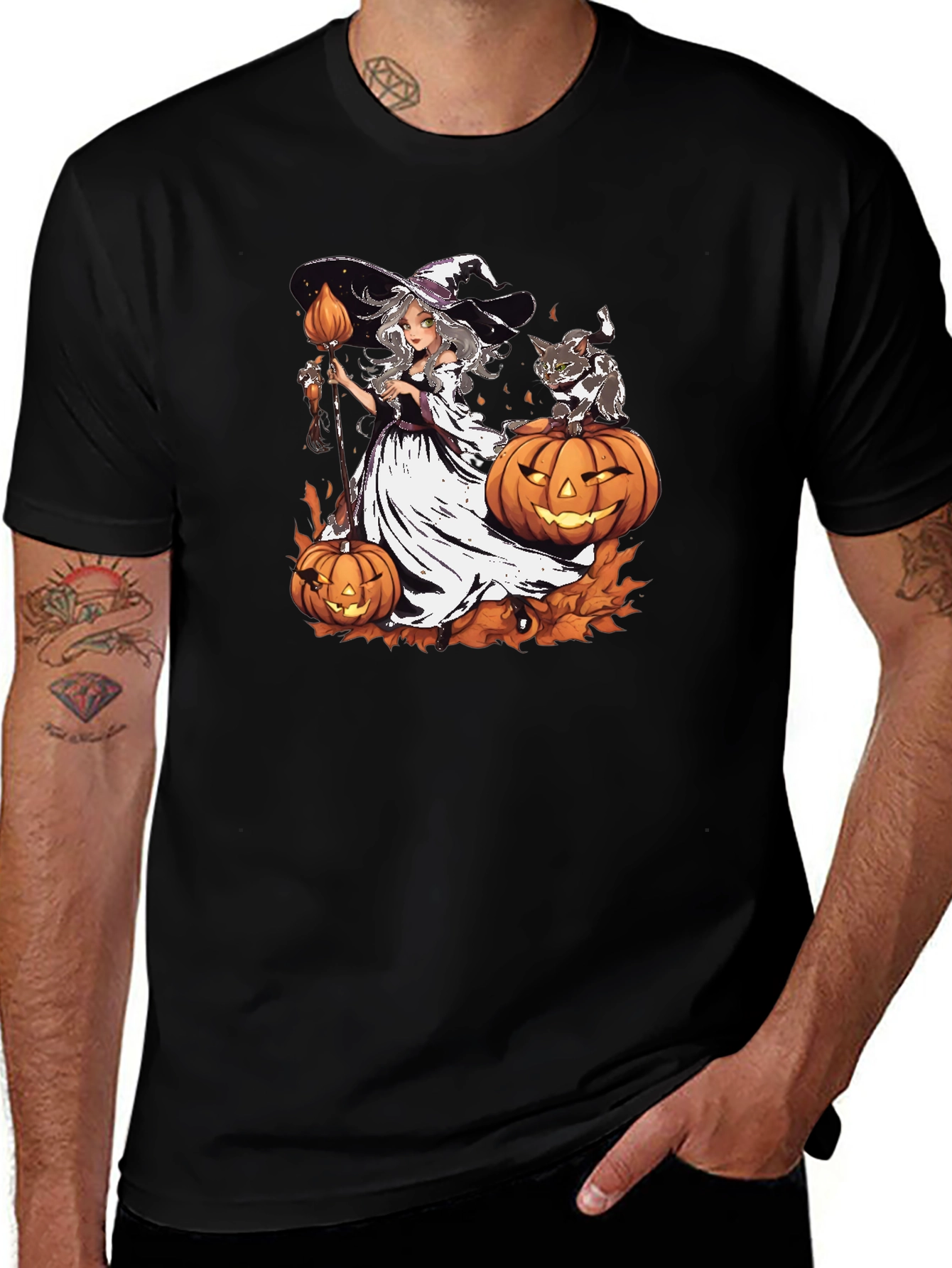 Halloween Witch & Cat T-Shirt