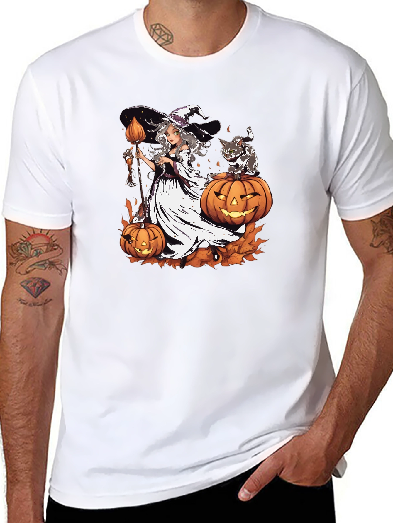 Halloween Witch & Cat T-Shirt