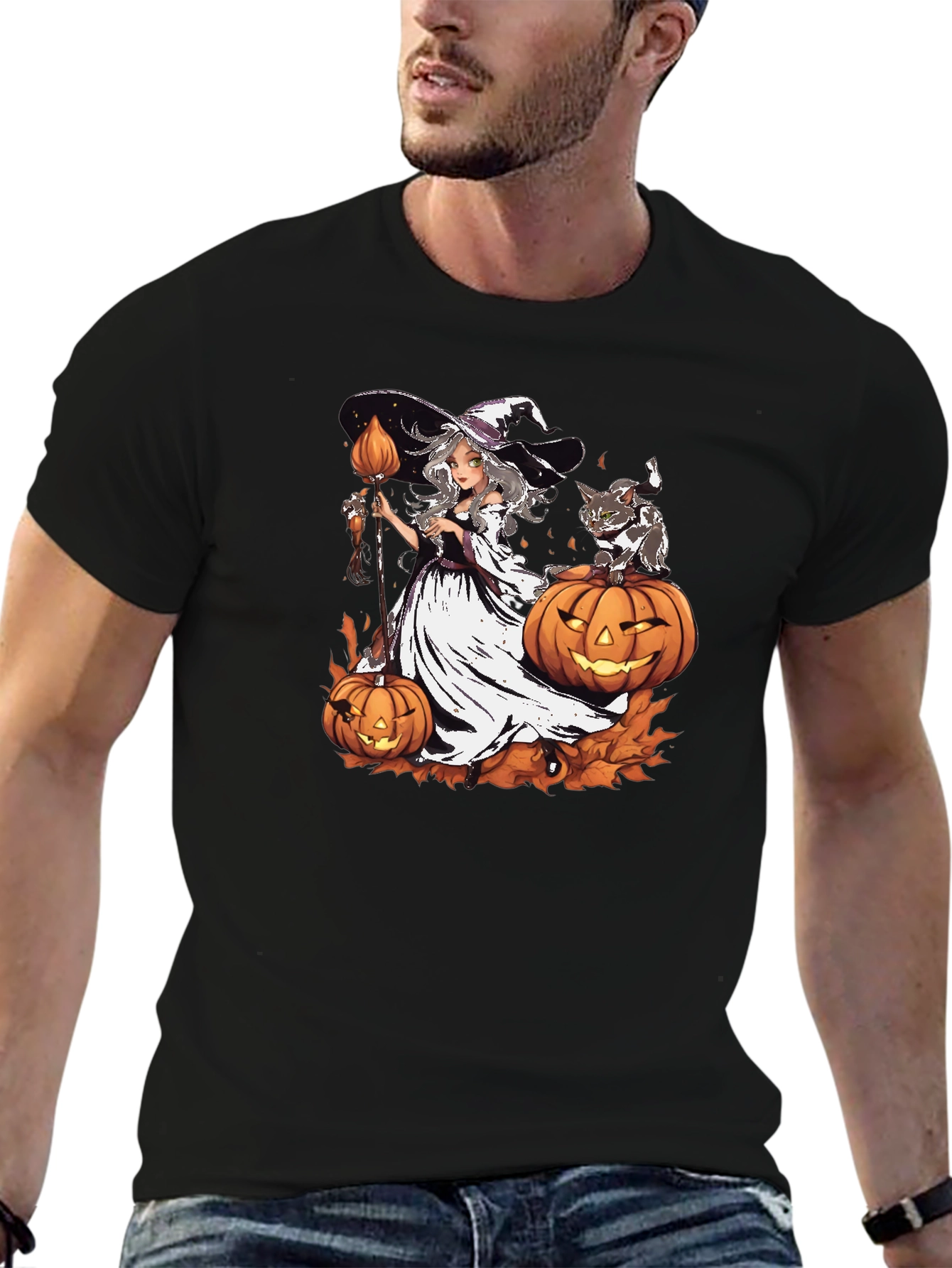 Halloween Witch & Cat T-Shirt