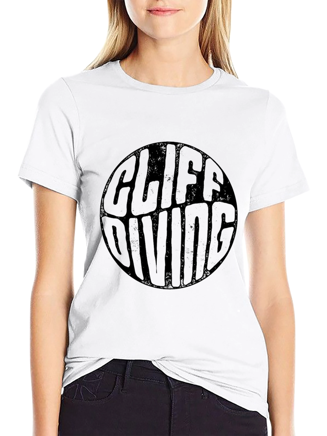 Cliff Diving Graphic Tee - Black Cotton T-Shirt
