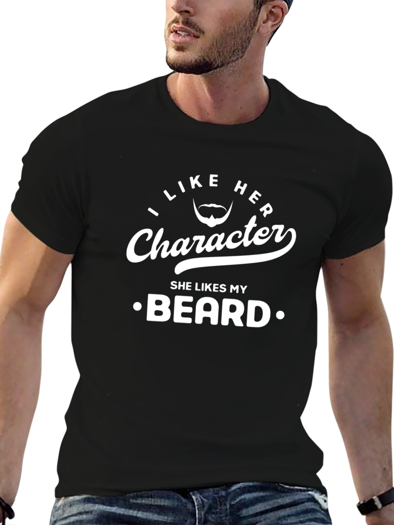 I Like Her Character Beard Graphic T-Shirt