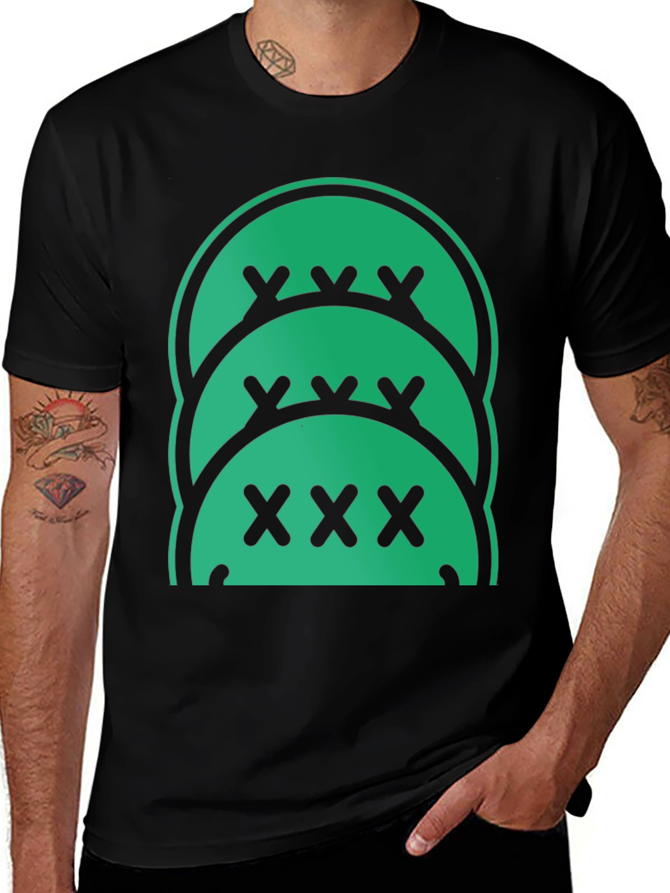 Graphic Print Black T-Shirt - Novelty Design