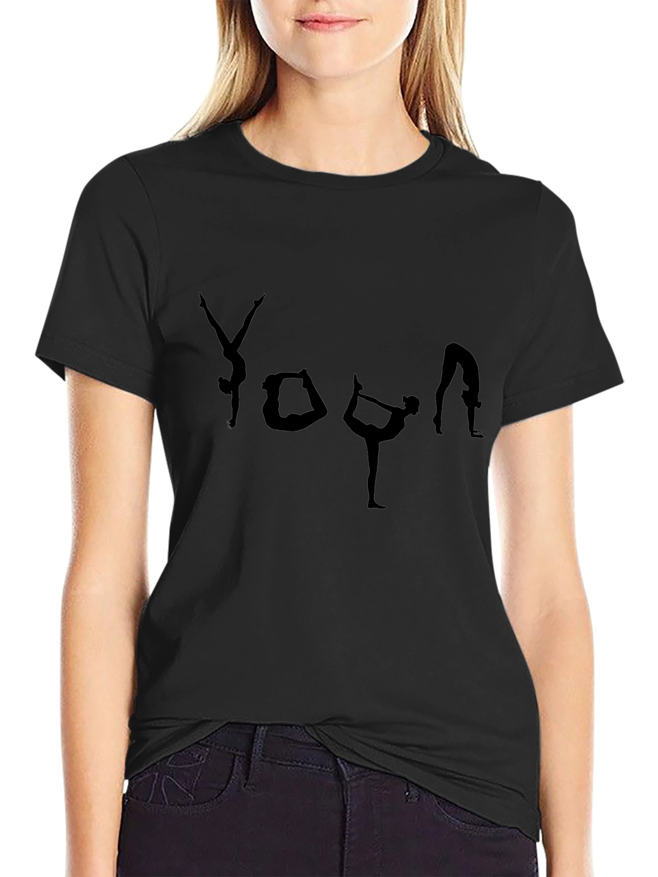 Yoga Pose Graphic T-Shirt - Black