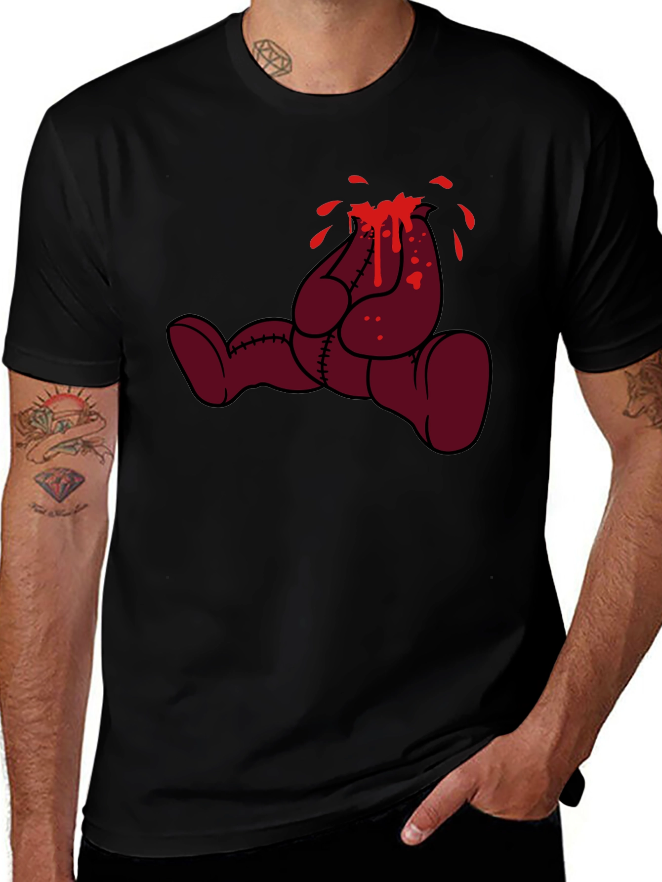 Bleeding Bear Graphic Tee - Black