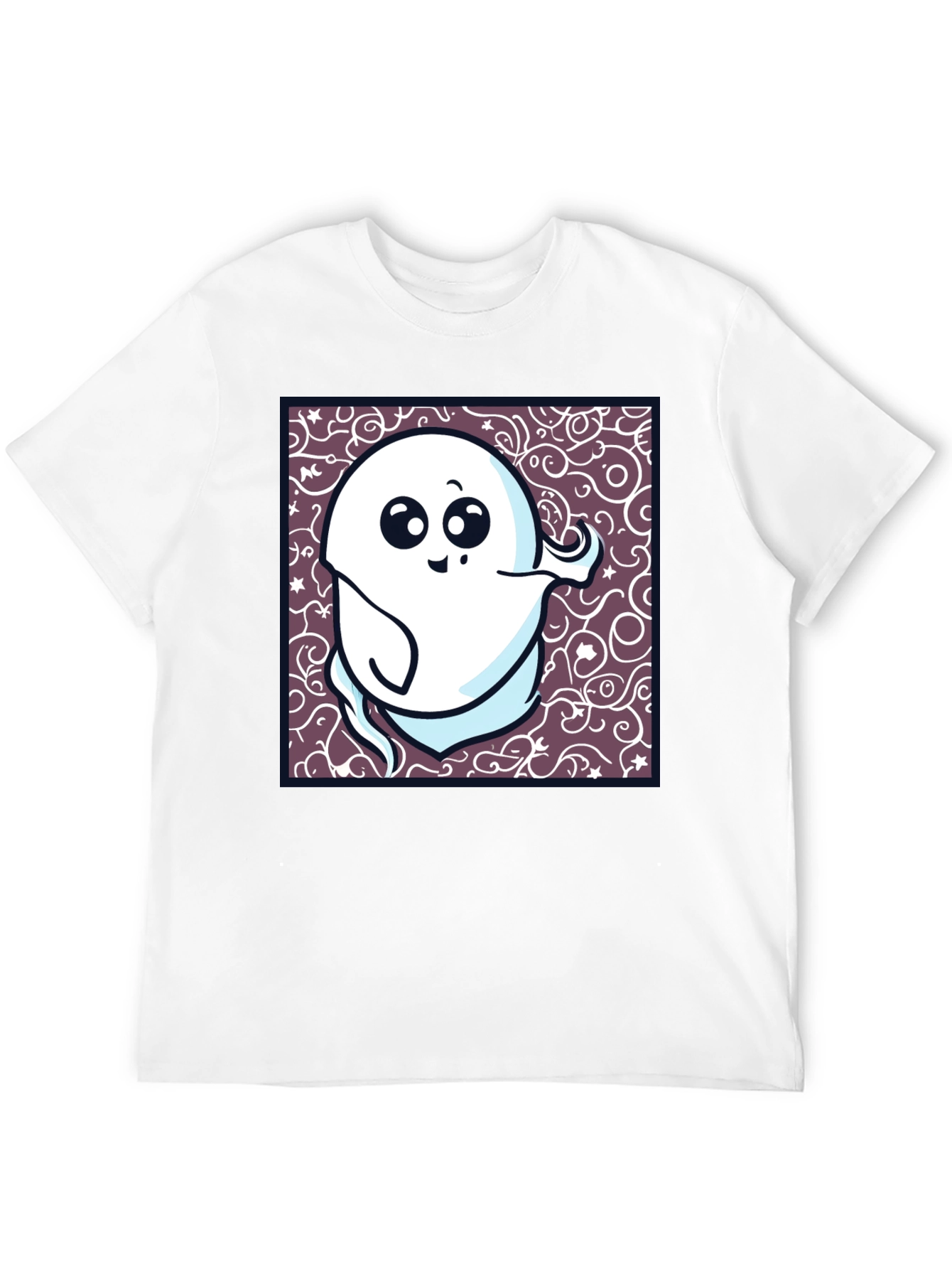 Spooky Cute Ghost Graphic T-Shirt - Black