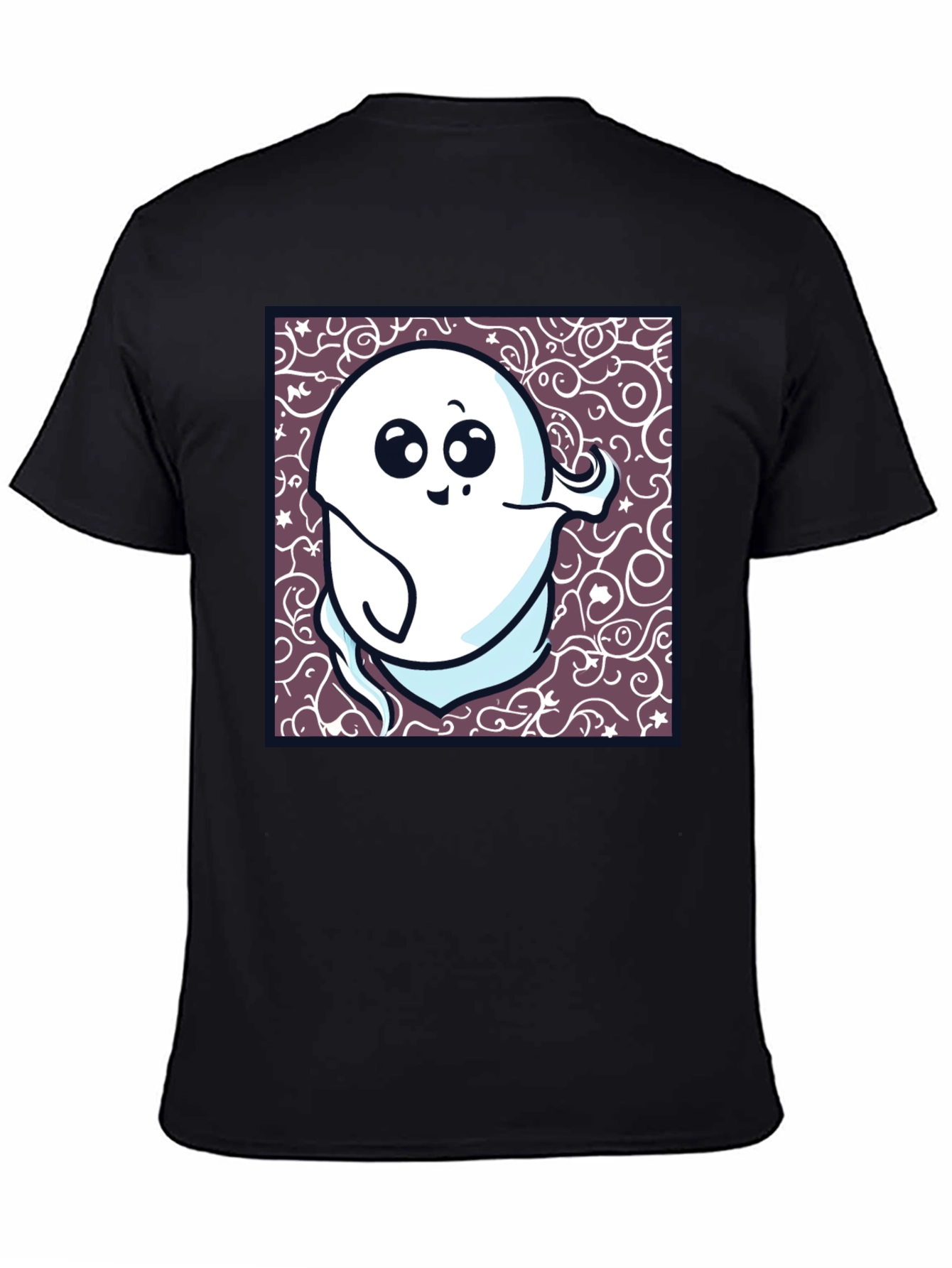 Spooky Cute Ghost Graphic T-Shirt - Black