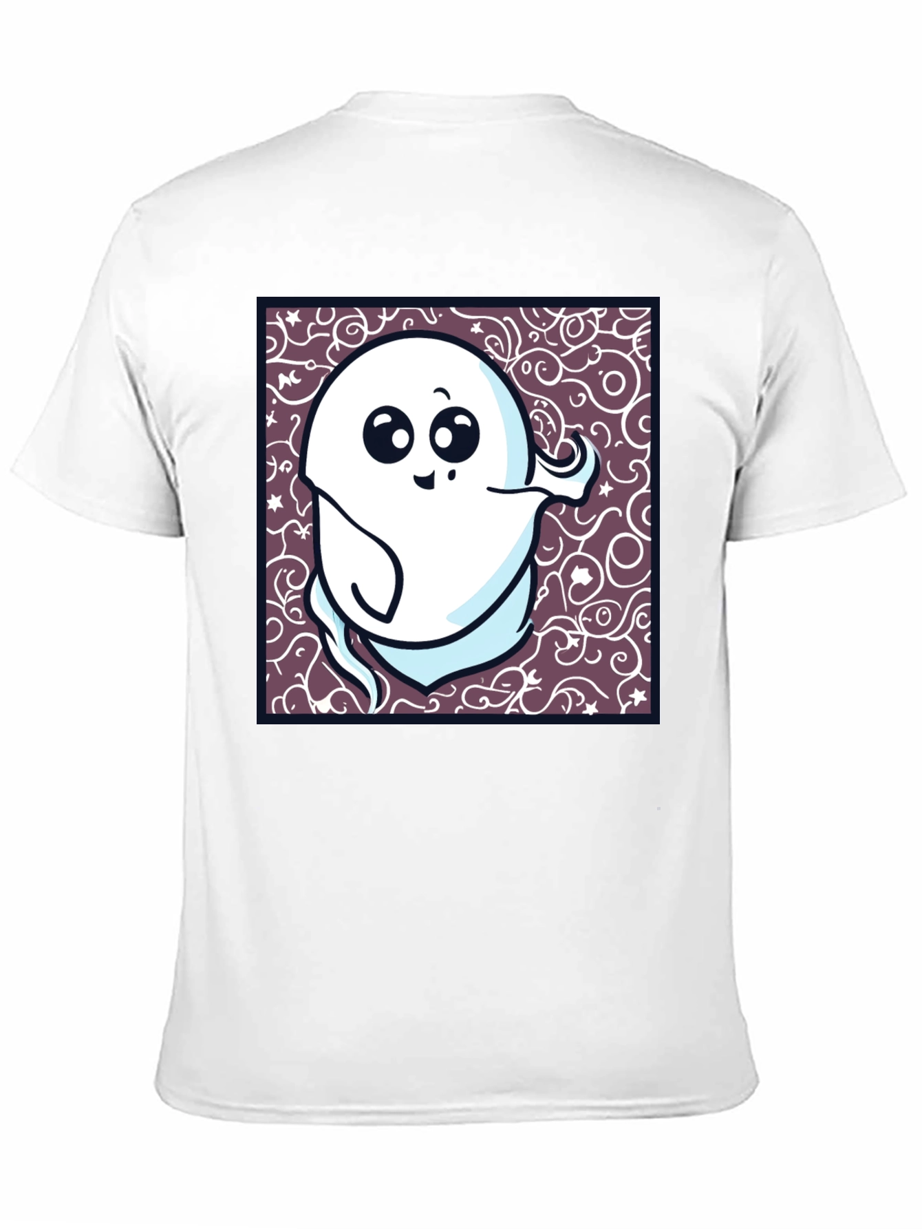 Spooky Cute Ghost Graphic T-Shirt - Black