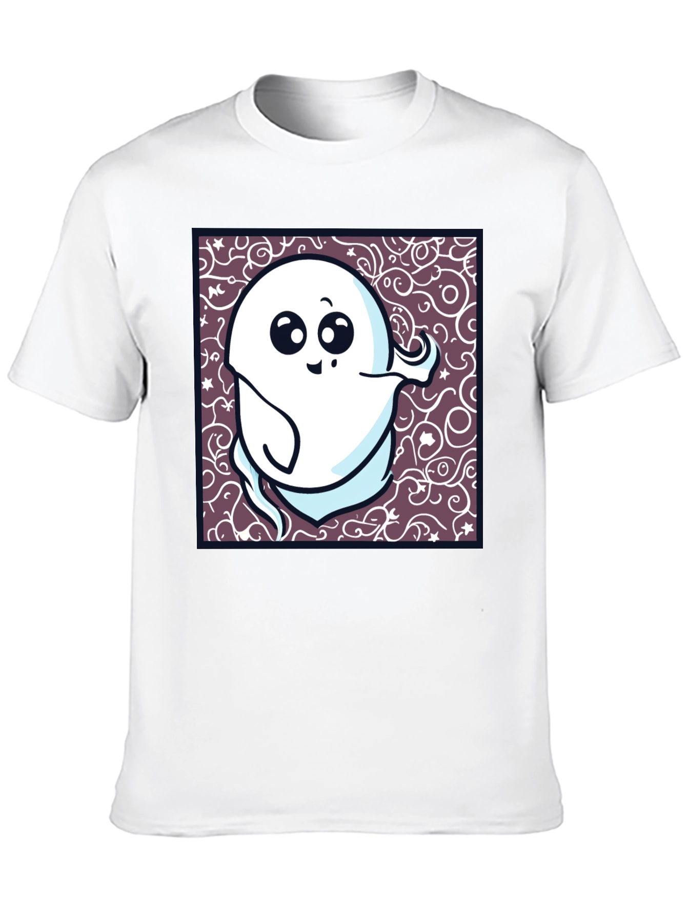 Spooky Cute Ghost Graphic T-Shirt - Black