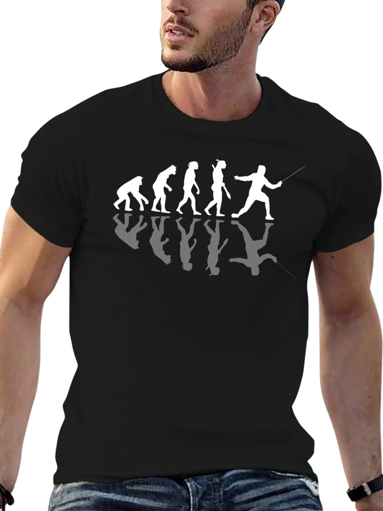 Fencing Evolution T-Shirt - Black Cotton Tee