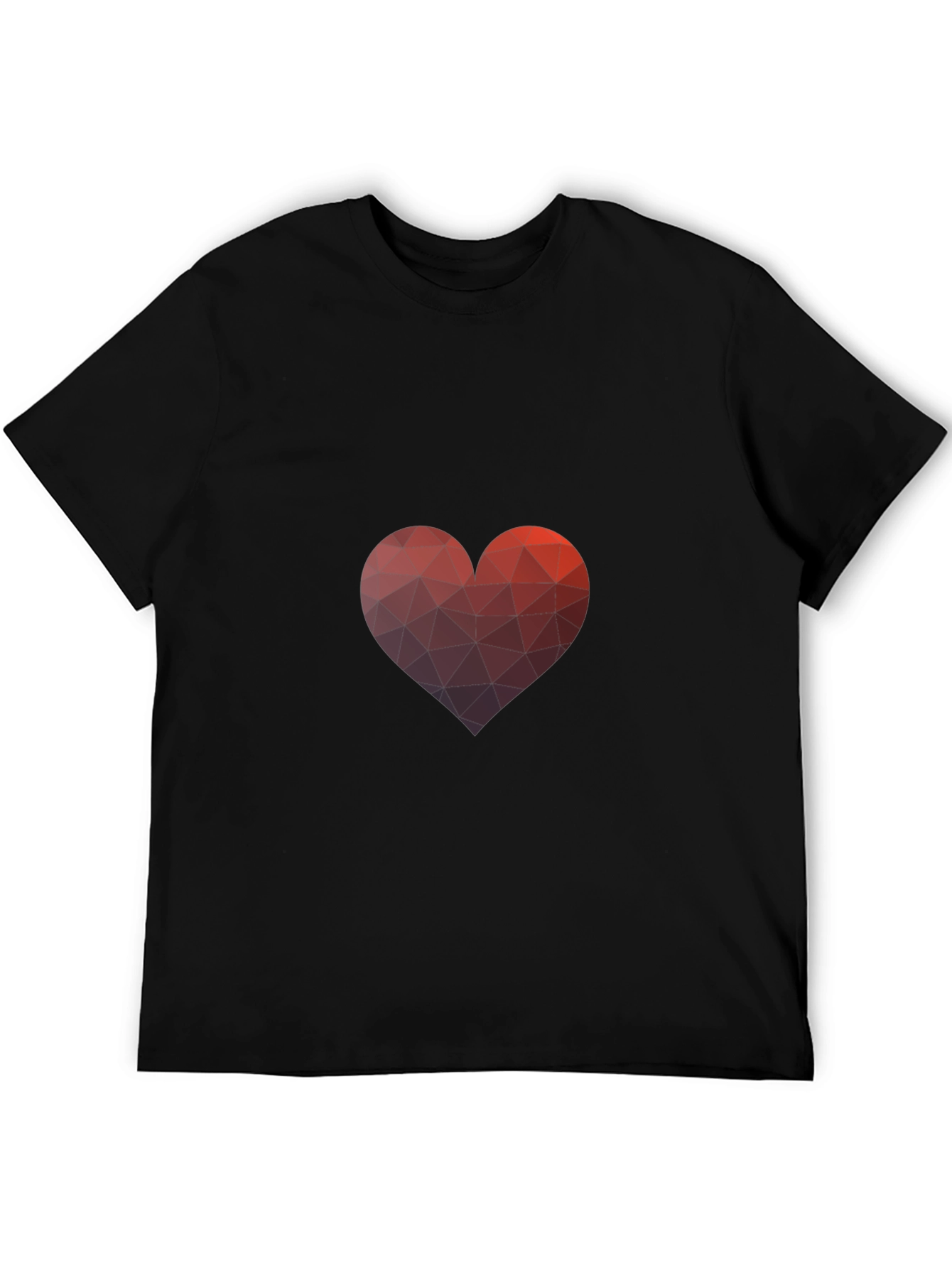 Geometric Heart Graphic Black T-Shirt