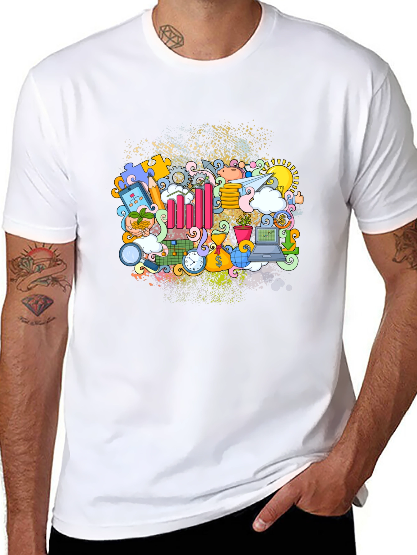 Financial Art Graphic Black T-Shirt