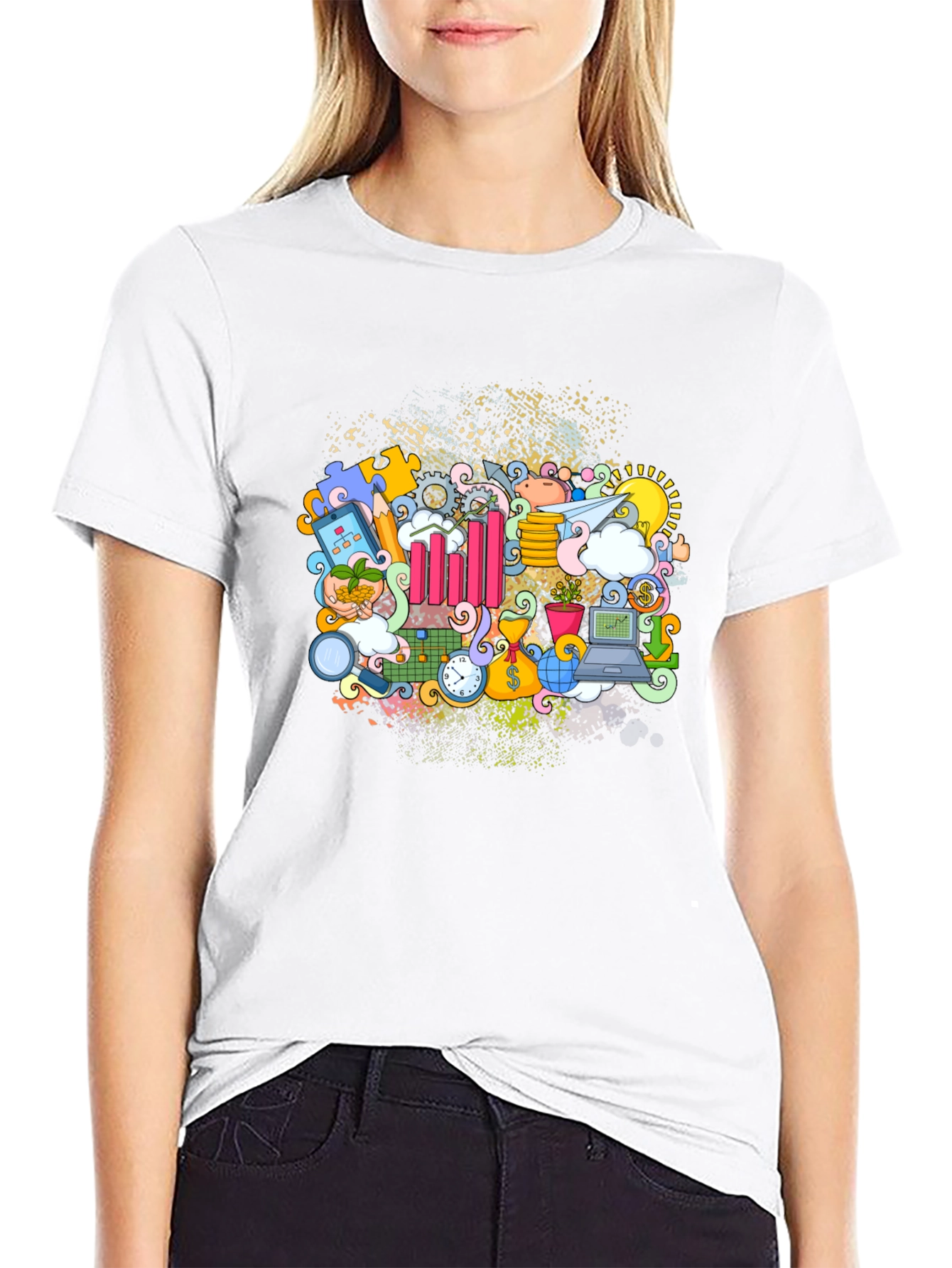 Financial Art Graphic Black T-Shirt