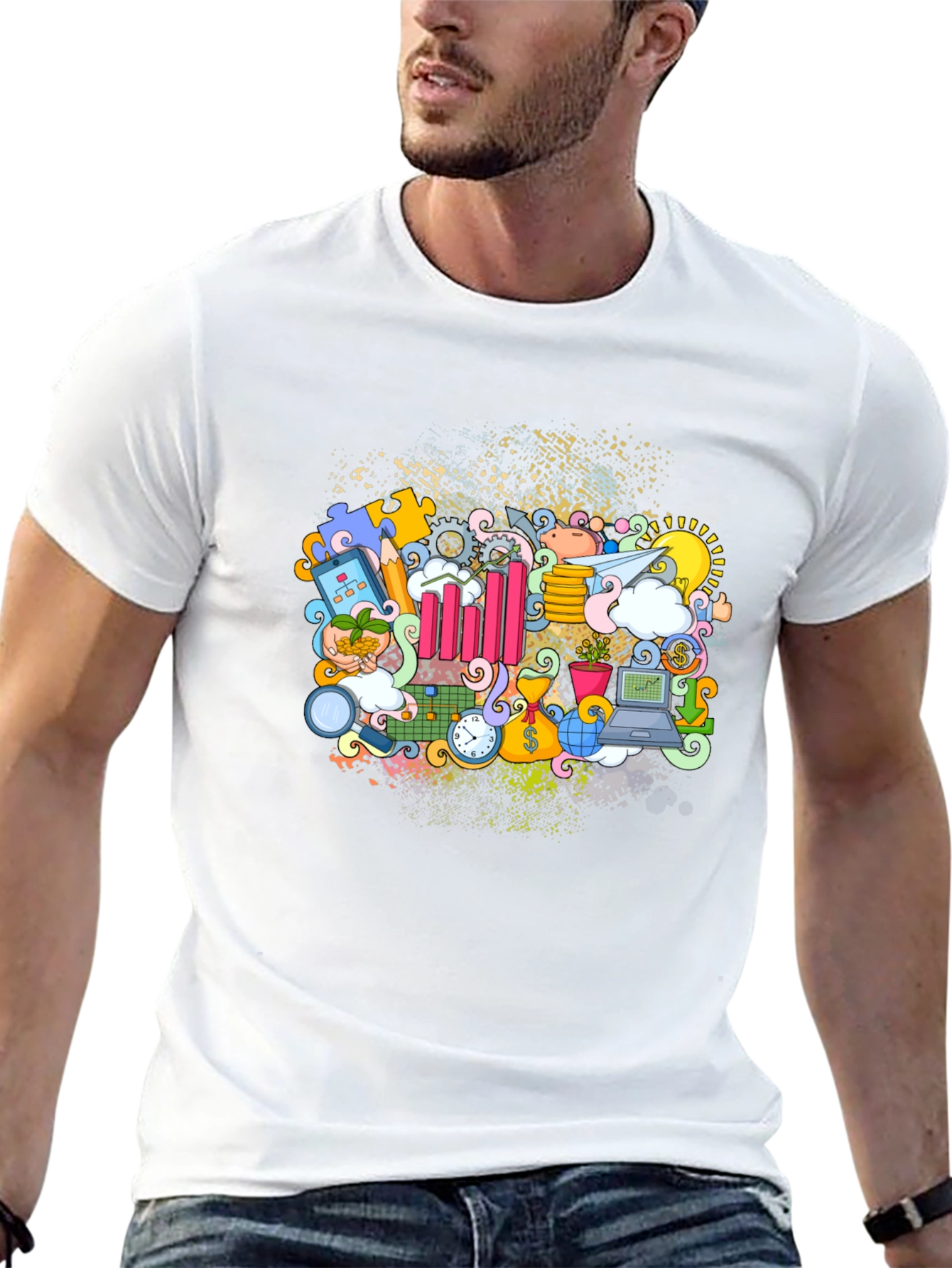 Financial Art Graphic Black T-Shirt