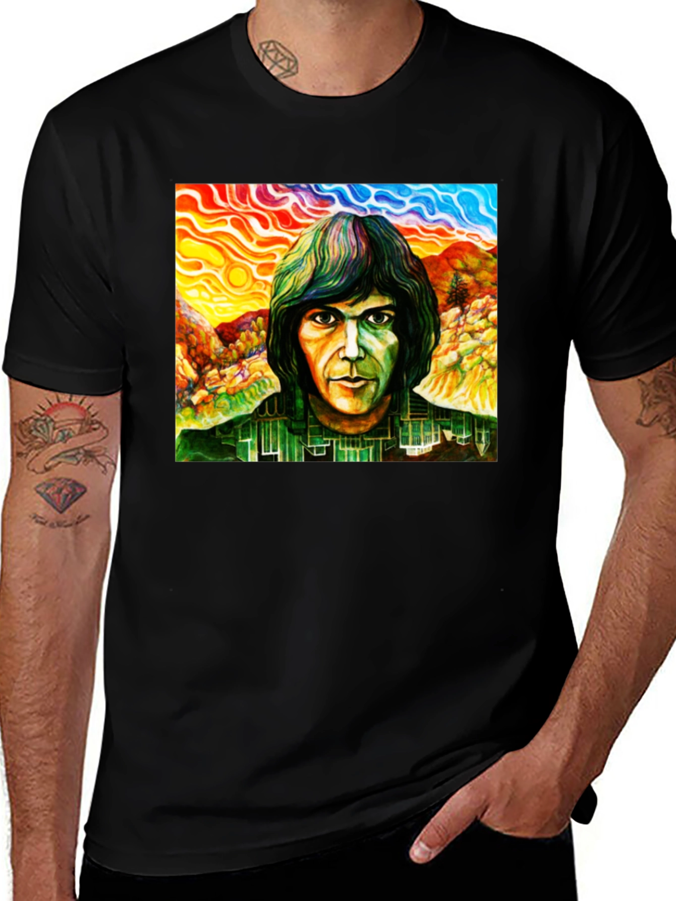 Neil Young Psychedelic Portrait T-Shirt