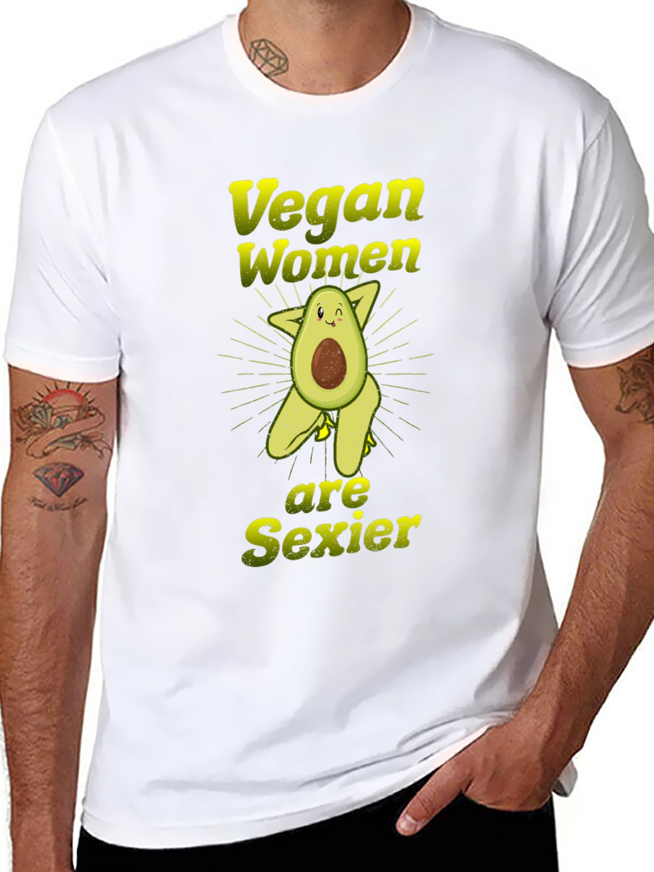 Vegan Women Sexier Avocado Graphic T-Shirt