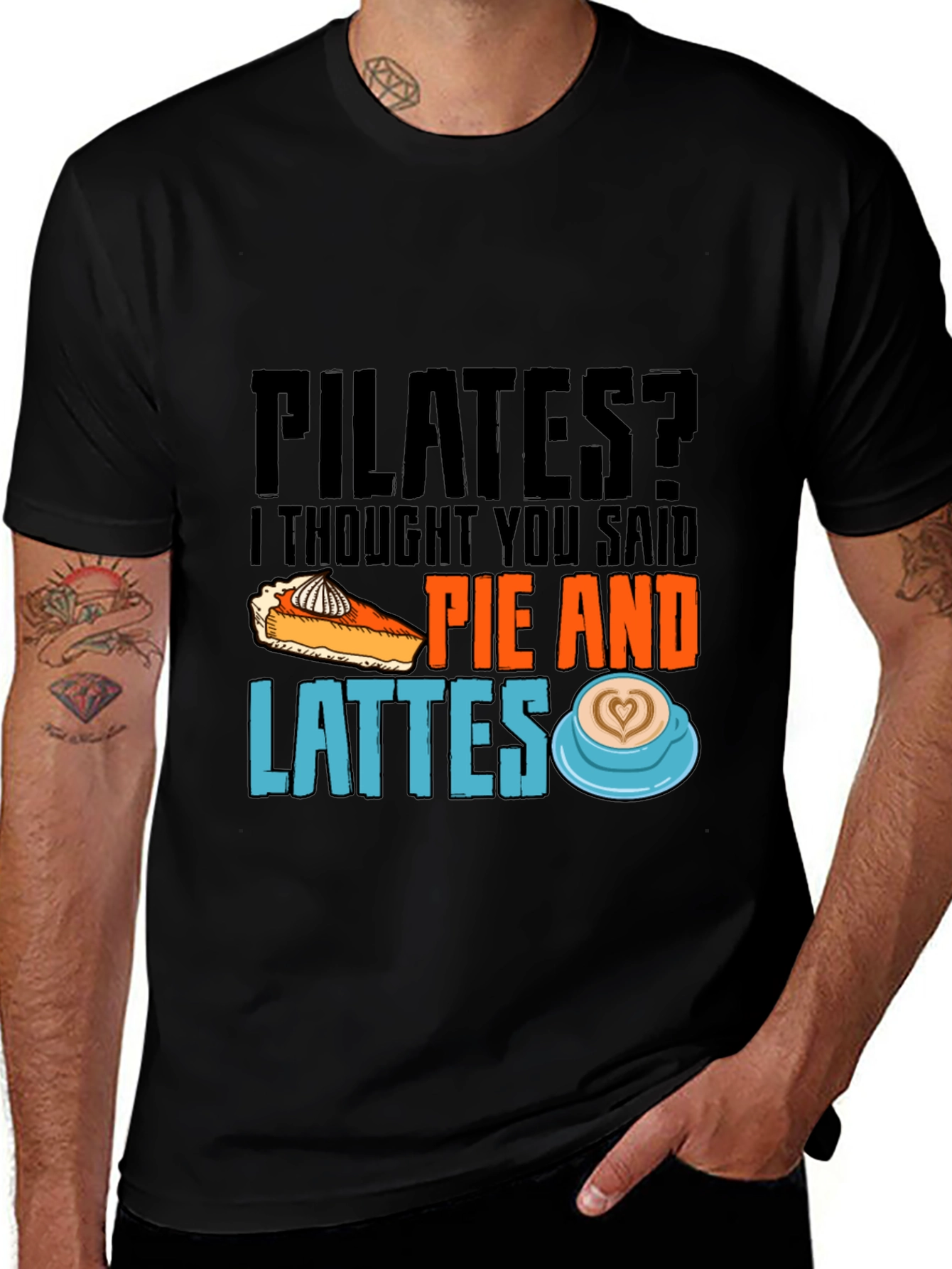 Pilates? Pie & Lattes T-Shirt Funny Workout Tee