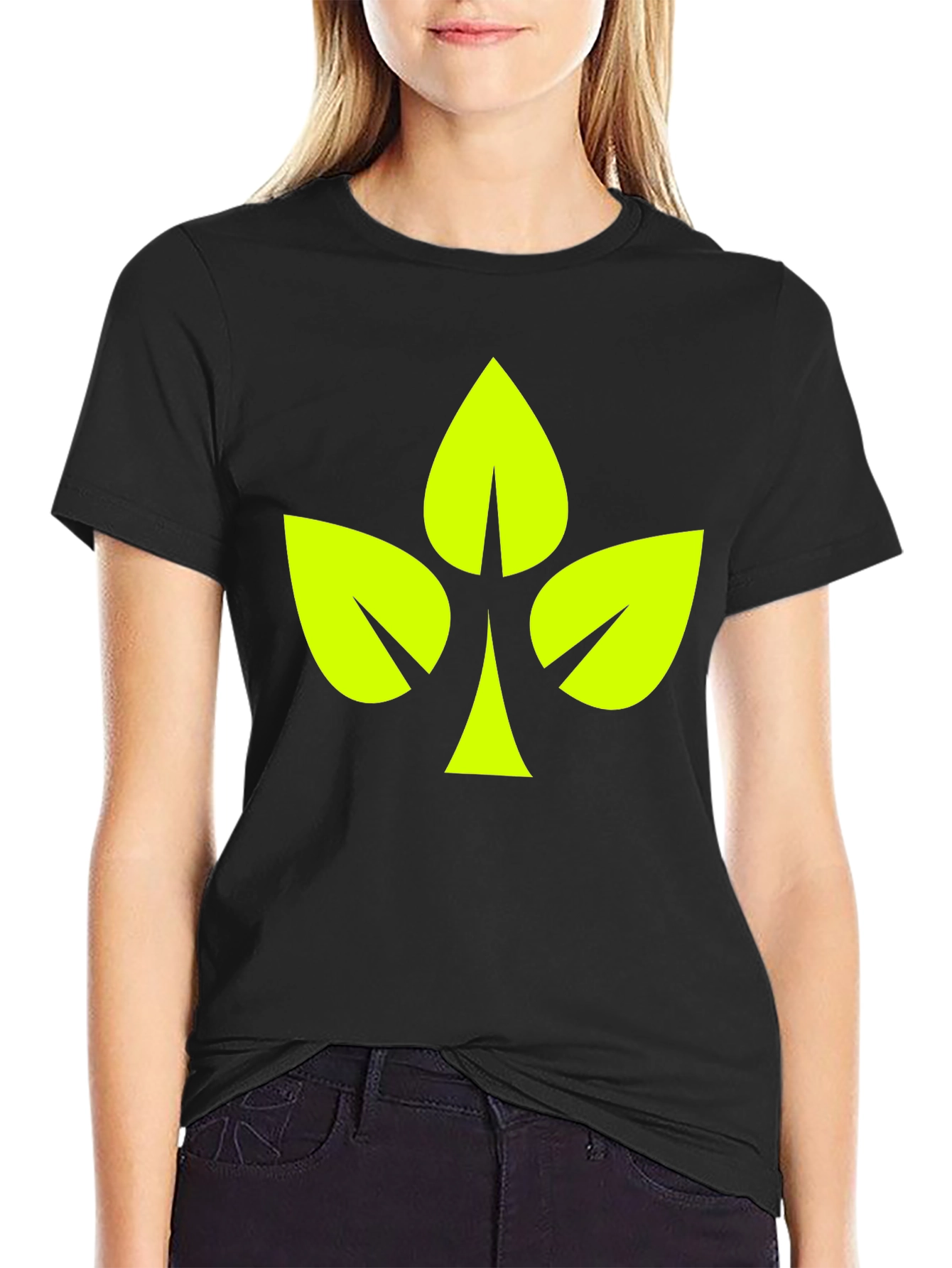 Leaf Clover Graphic Black T-Shirt