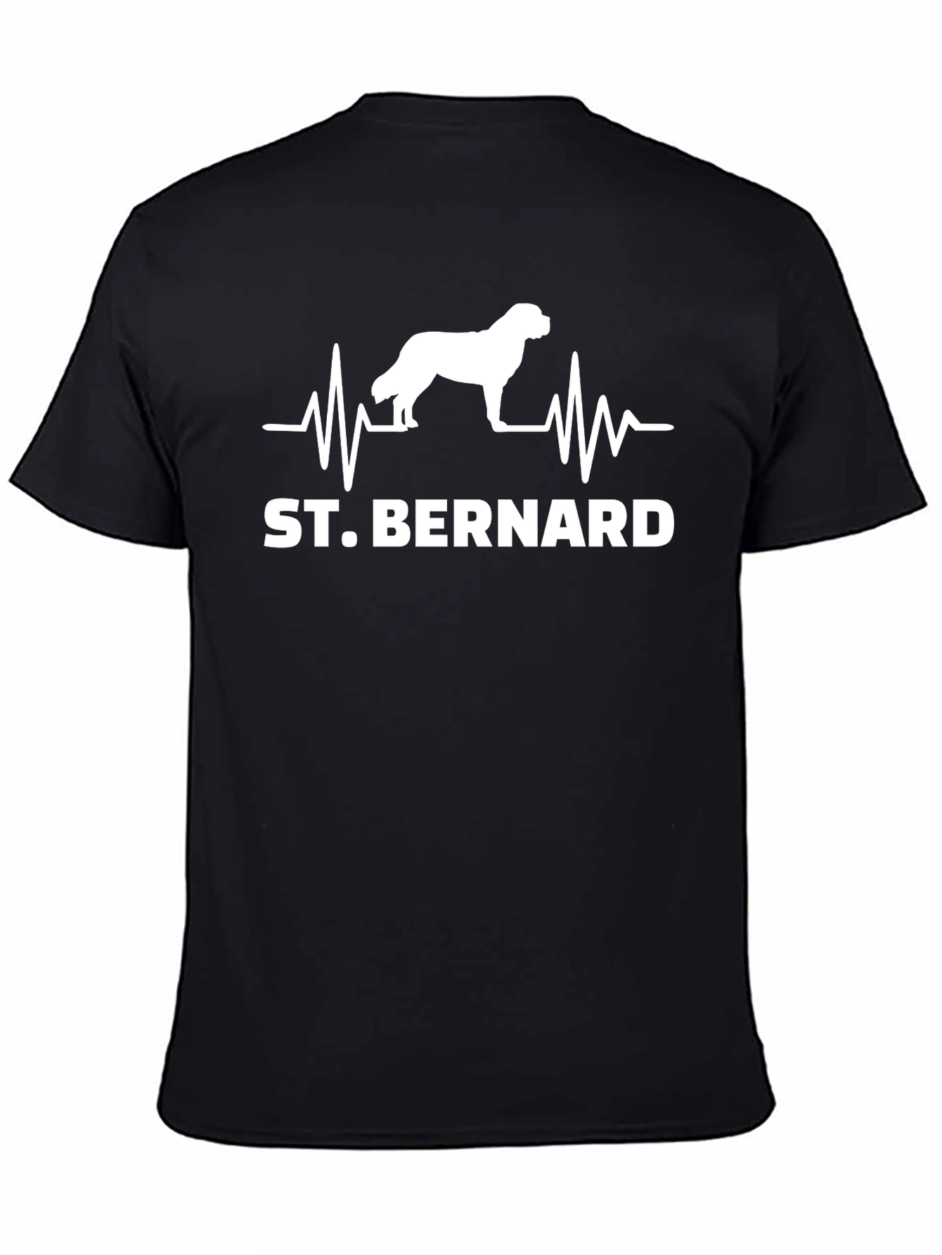 St. Bernard Dog Heartbeat T-Shirt - Black