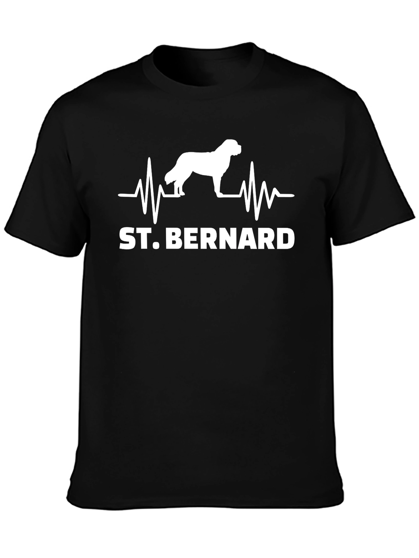 St. Bernard Dog Heartbeat T-Shirt - Black