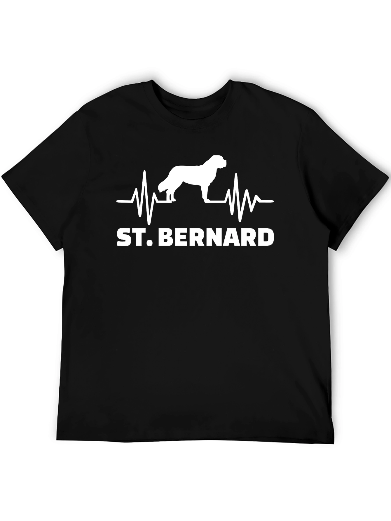 St. Bernard Dog Heartbeat T-Shirt - Black
