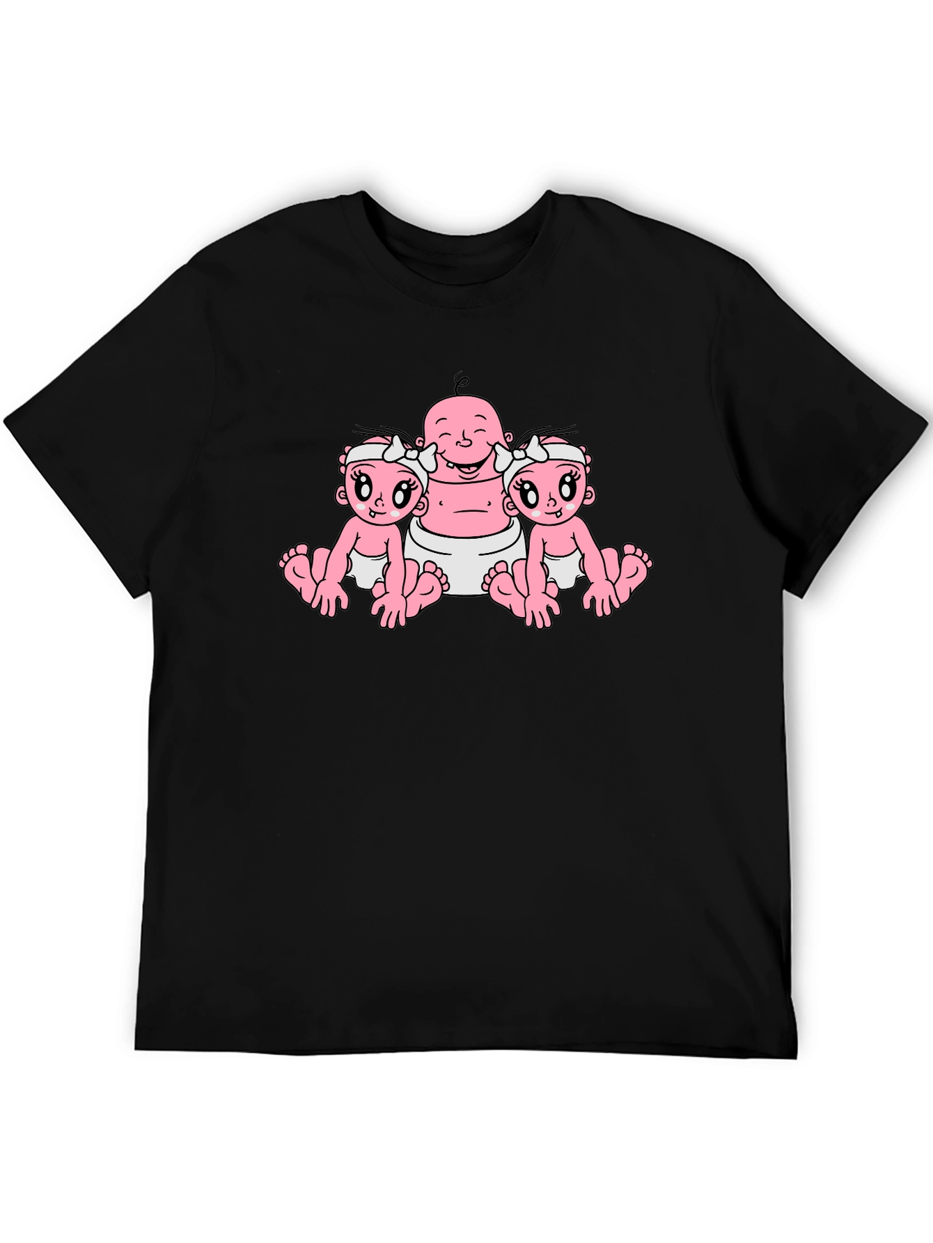 Funny Cartoon Baby Graphic Black T-Shirt