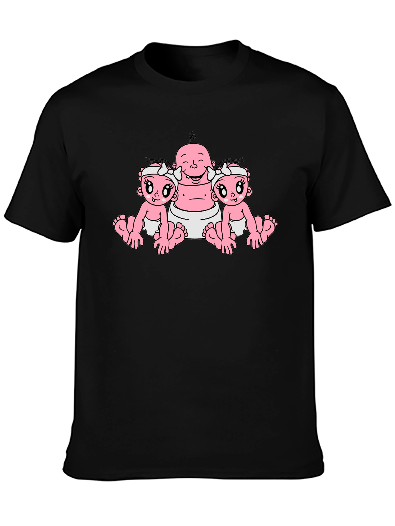 Funny Cartoon Baby Graphic Black T-Shirt
