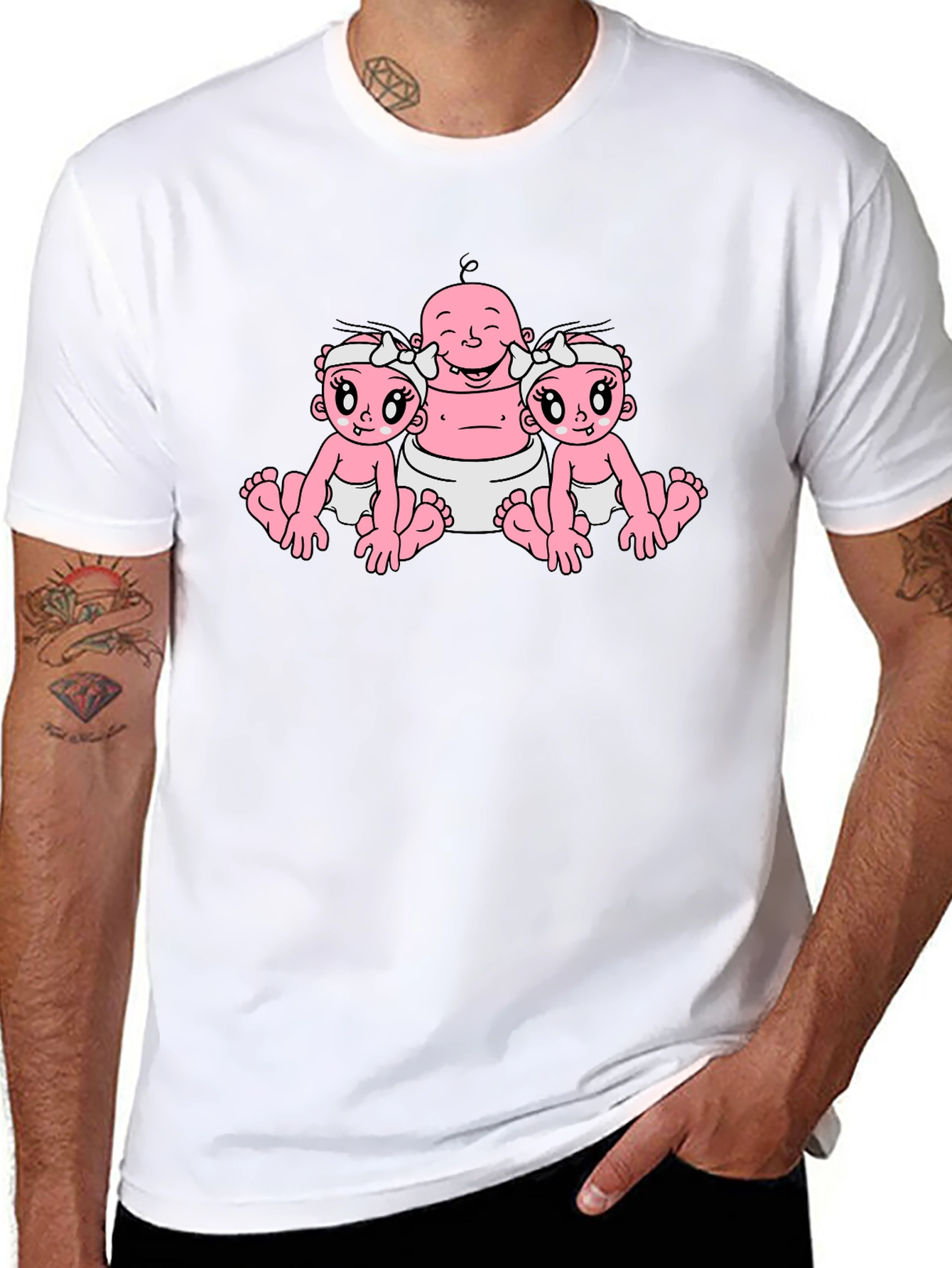 Funny Cartoon Baby Graphic Black T-Shirt