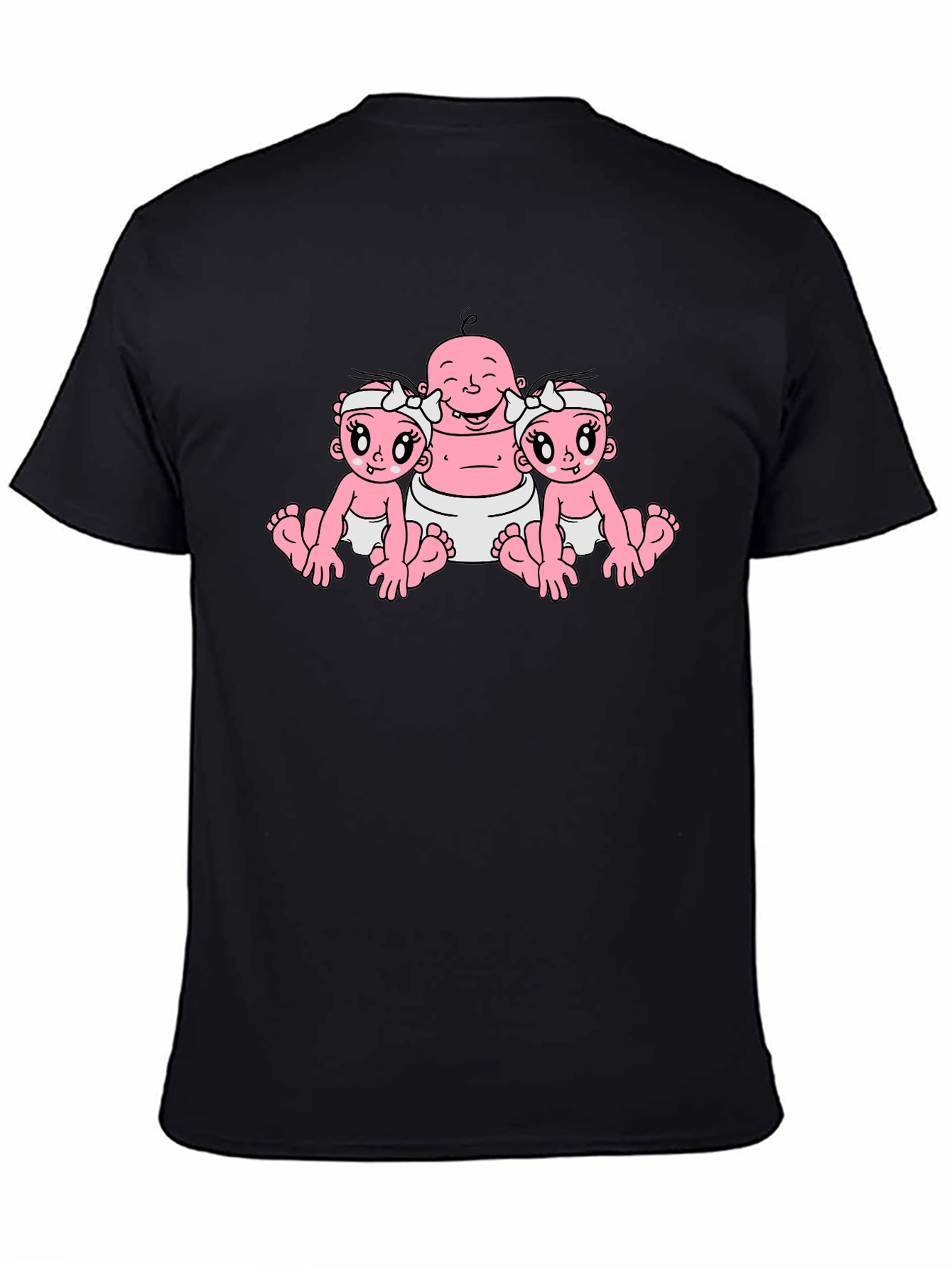 Funny Cartoon Baby Graphic Black T-Shirt
