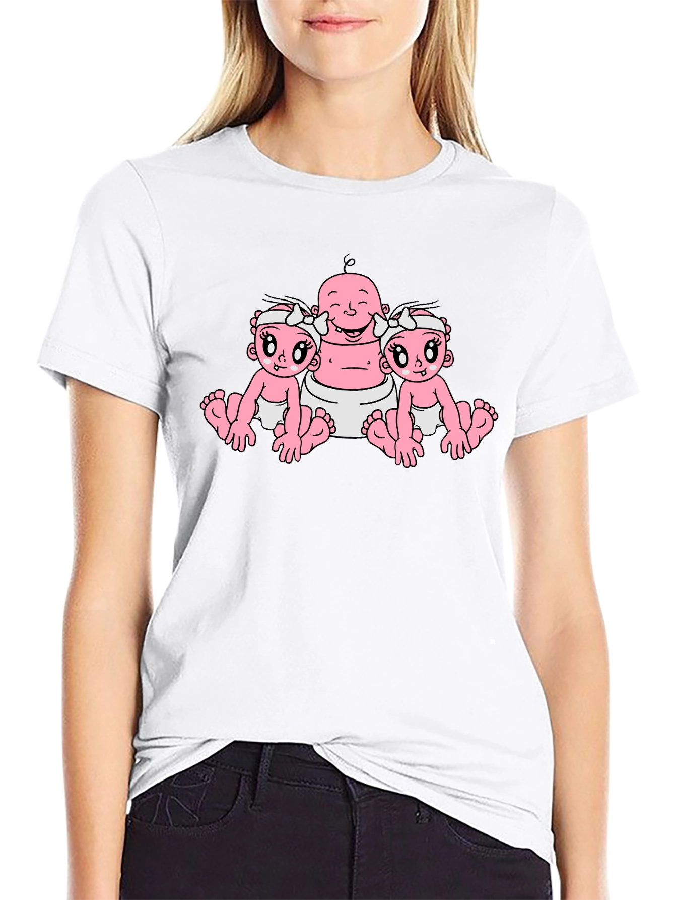 Funny Cartoon Baby Graphic Black T-Shirt