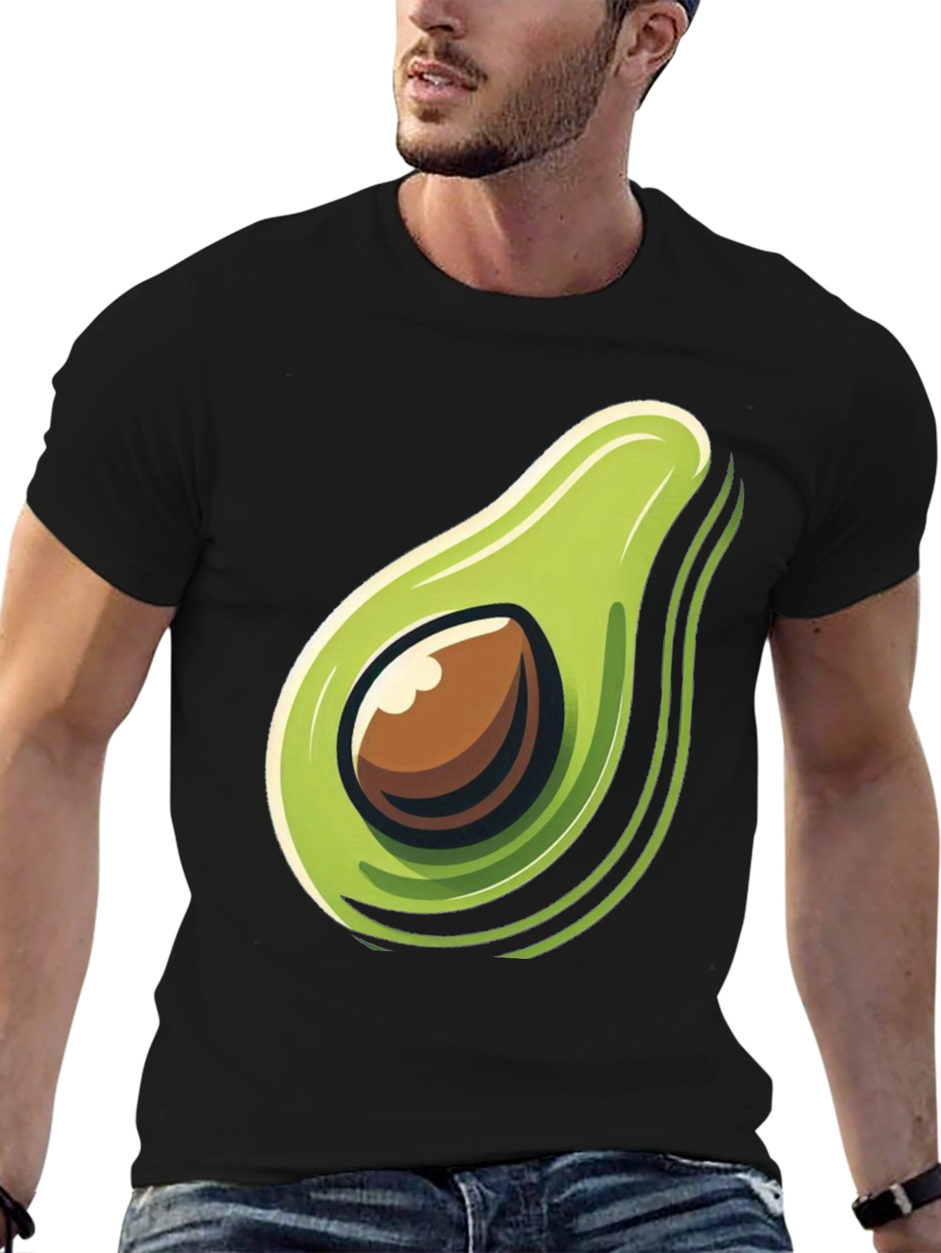 Avocado Graphic Print Black T-Shirt