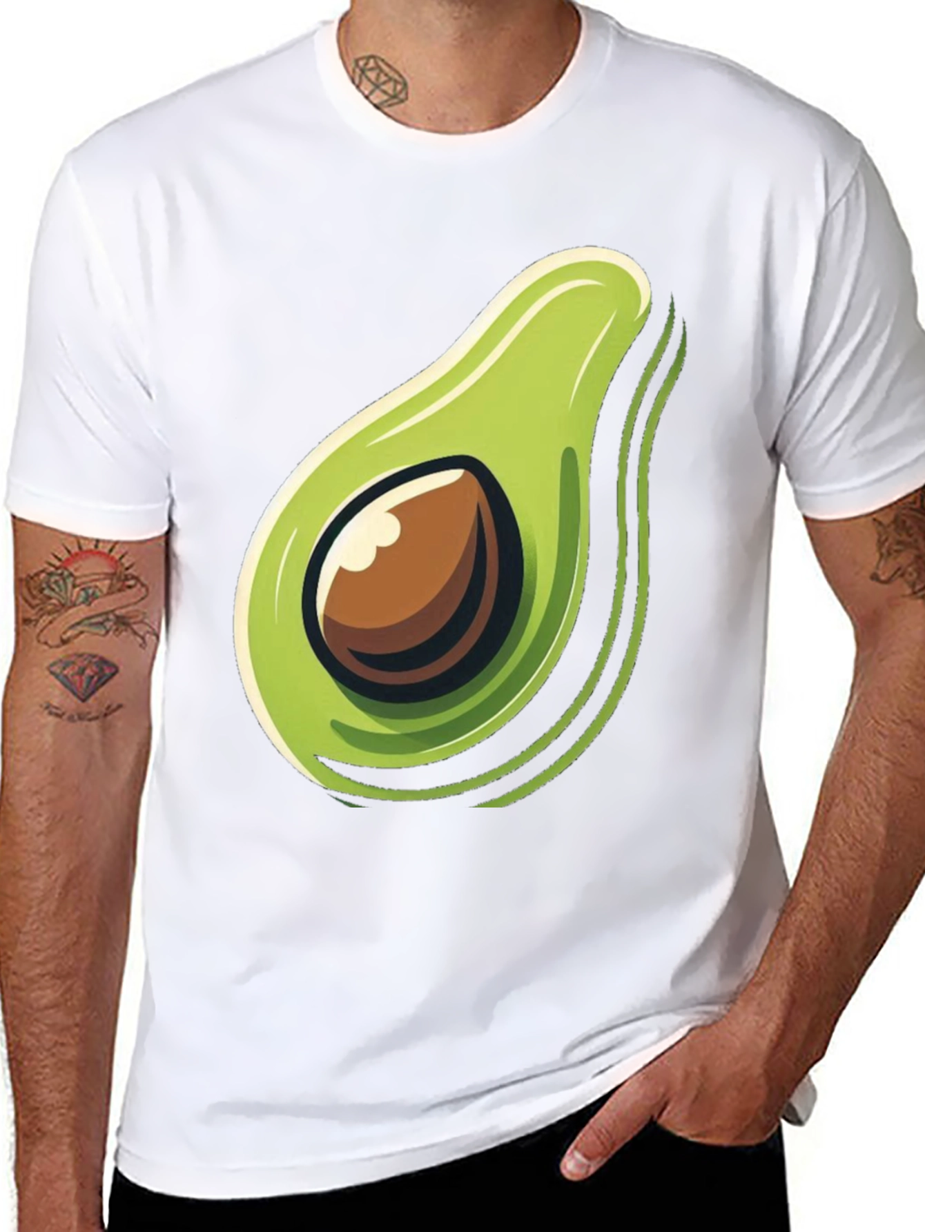 Avocado Graphic Print Black T-Shirt