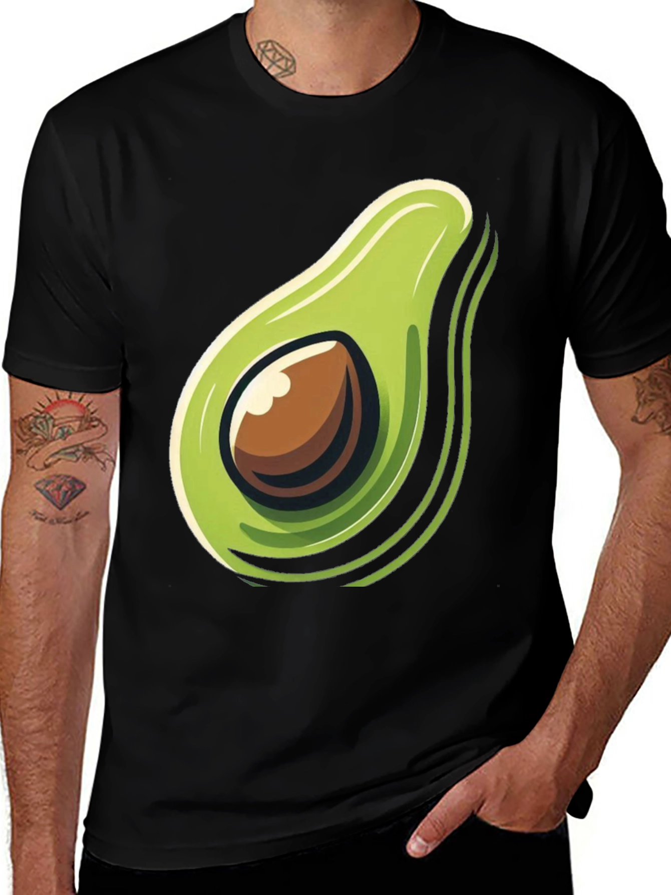 Avocado Graphic Print Black T-Shirt