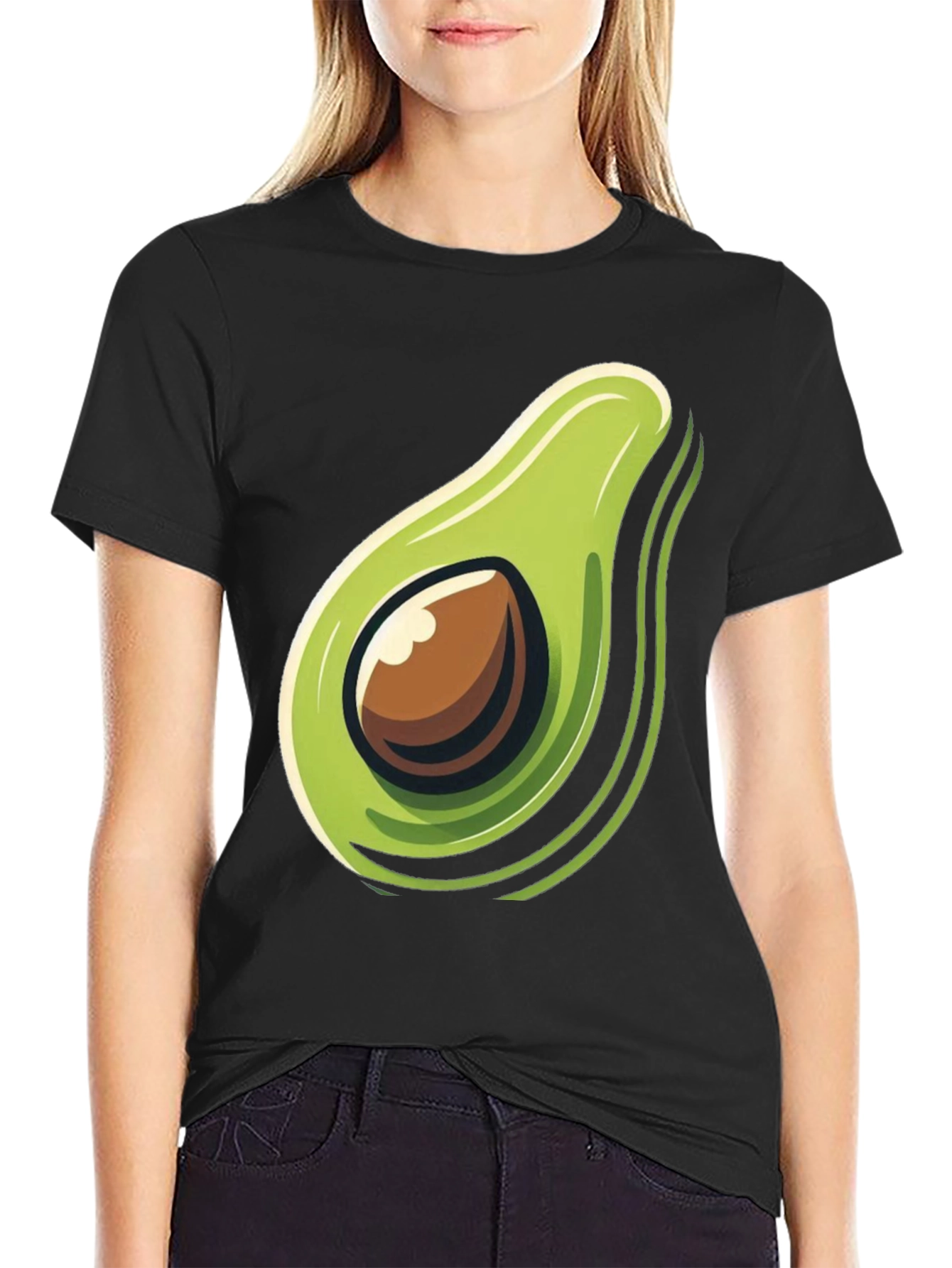 Avocado Graphic Print Black T-Shirt