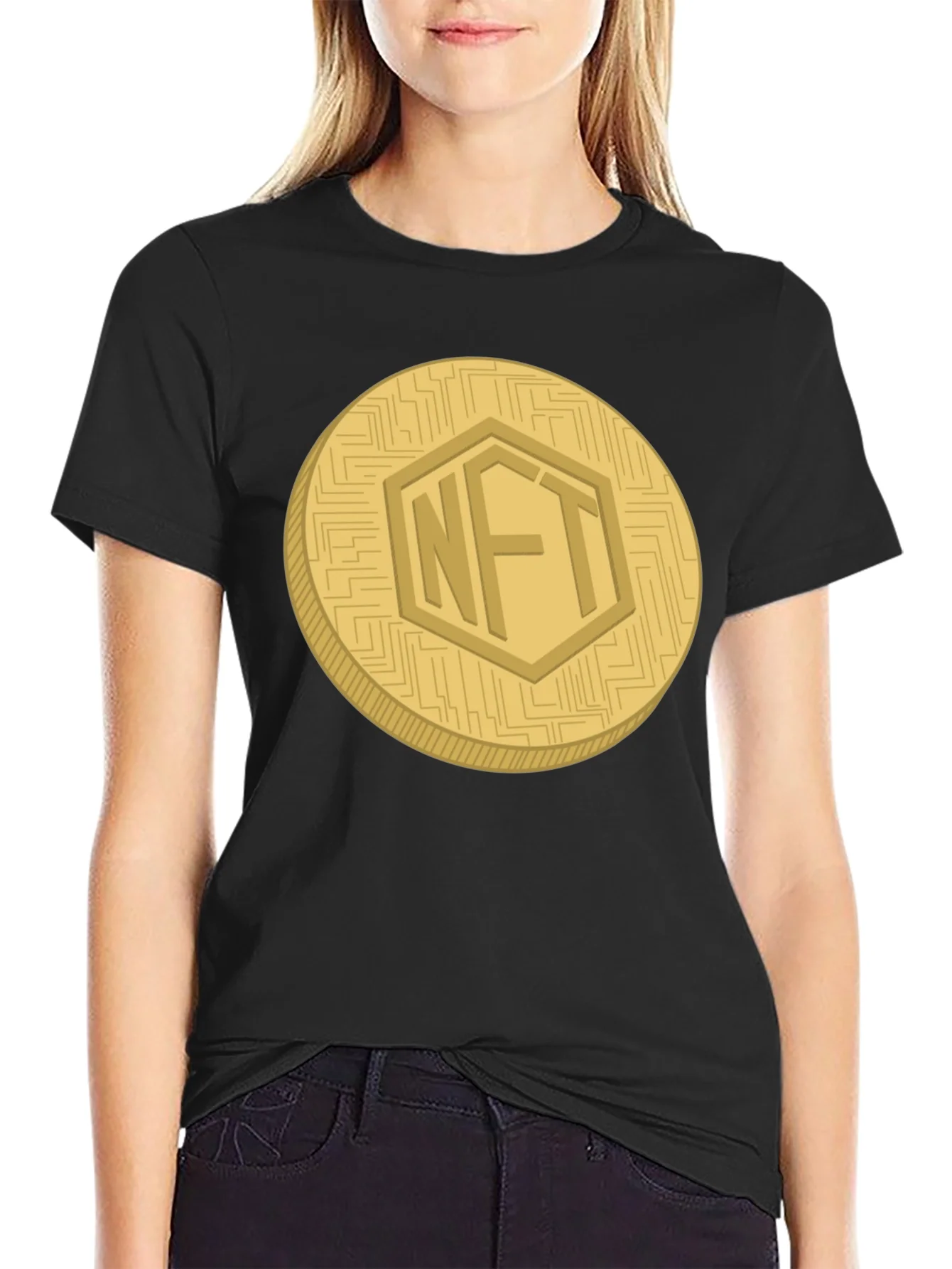 NFT Crypto Coin Graphic Tee - Black Casual T-Shirt